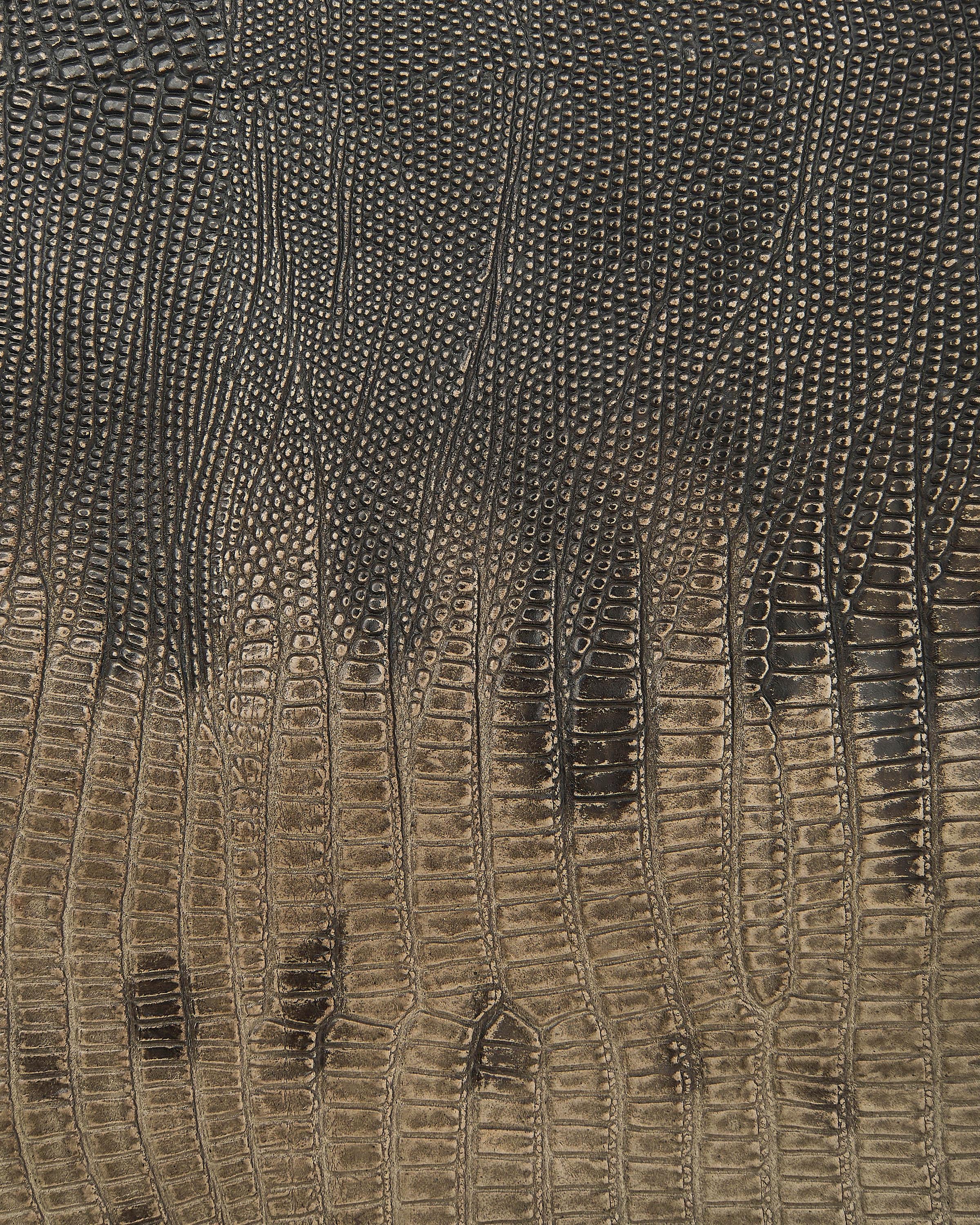 LIZARD printed leather hide, brown grey animal printed cowhide, reptile pattern on soft semi-glossy calfskin B18061-ST La Garzarara