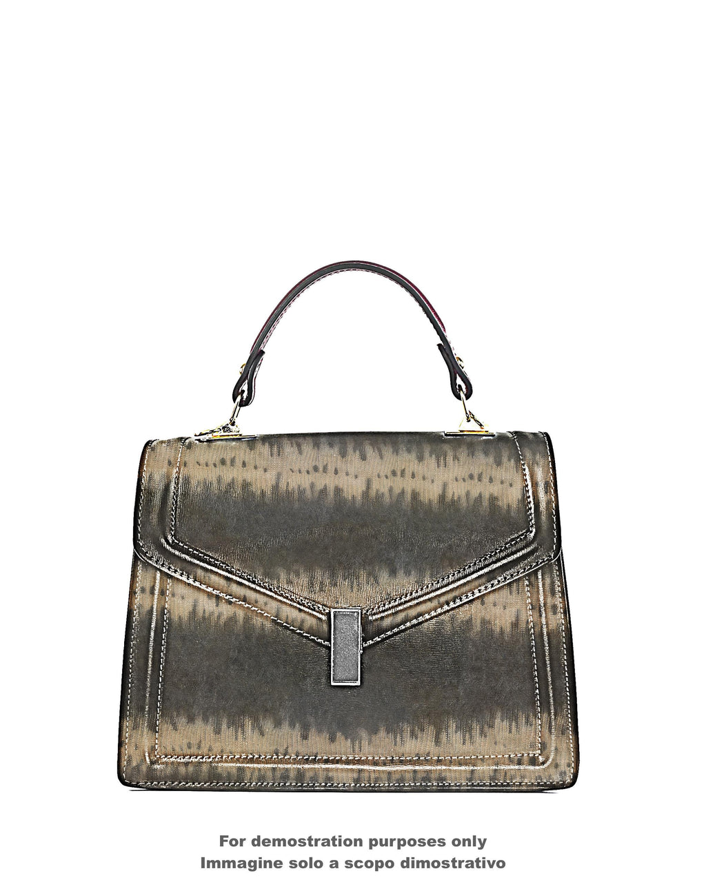 LIZARD printed leather hide, brown grey animal printed cowhide, reptile pattern on soft semi-glossy calfskin B18061-ST La Garzarara