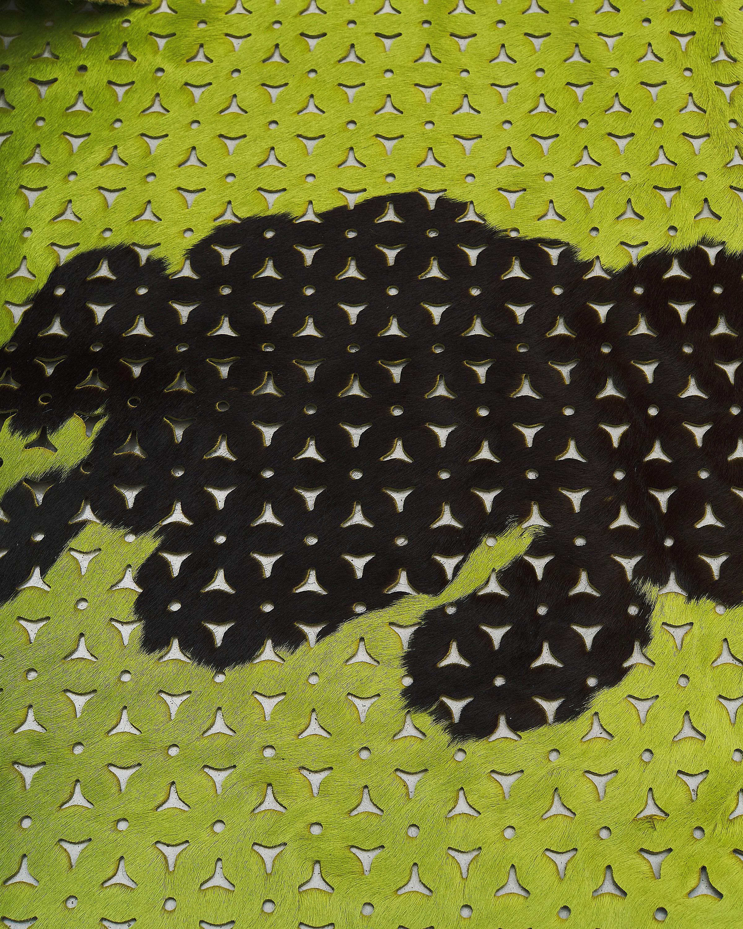 Laser Cut Pony Hair Leather Hide, Cow Print Hair-on Skin for Bags, perforated ponyskin B17268-CV La Garzarara