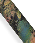 Black Hand Painted Leather Hide, Pebbled Abstract Artistic Skin, Multicolor HAND-PAINTED leather skin B18193-dm La Garzarara