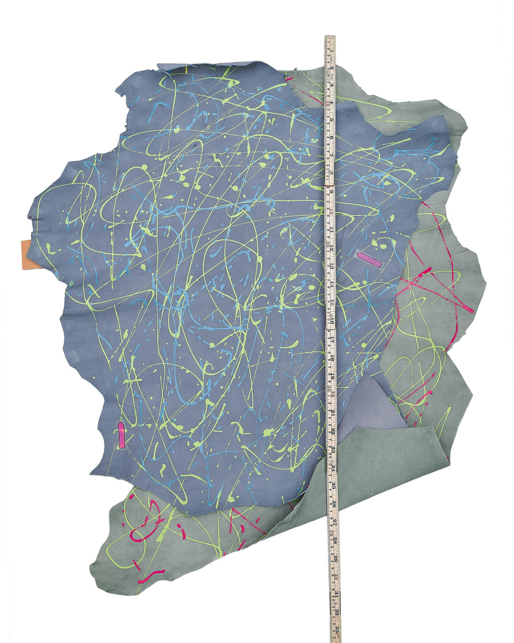 Paint Splatter Leather suede , color splash Hide Designer Leather Skins HAND decorated goatskins B18192-DM La Garzarara