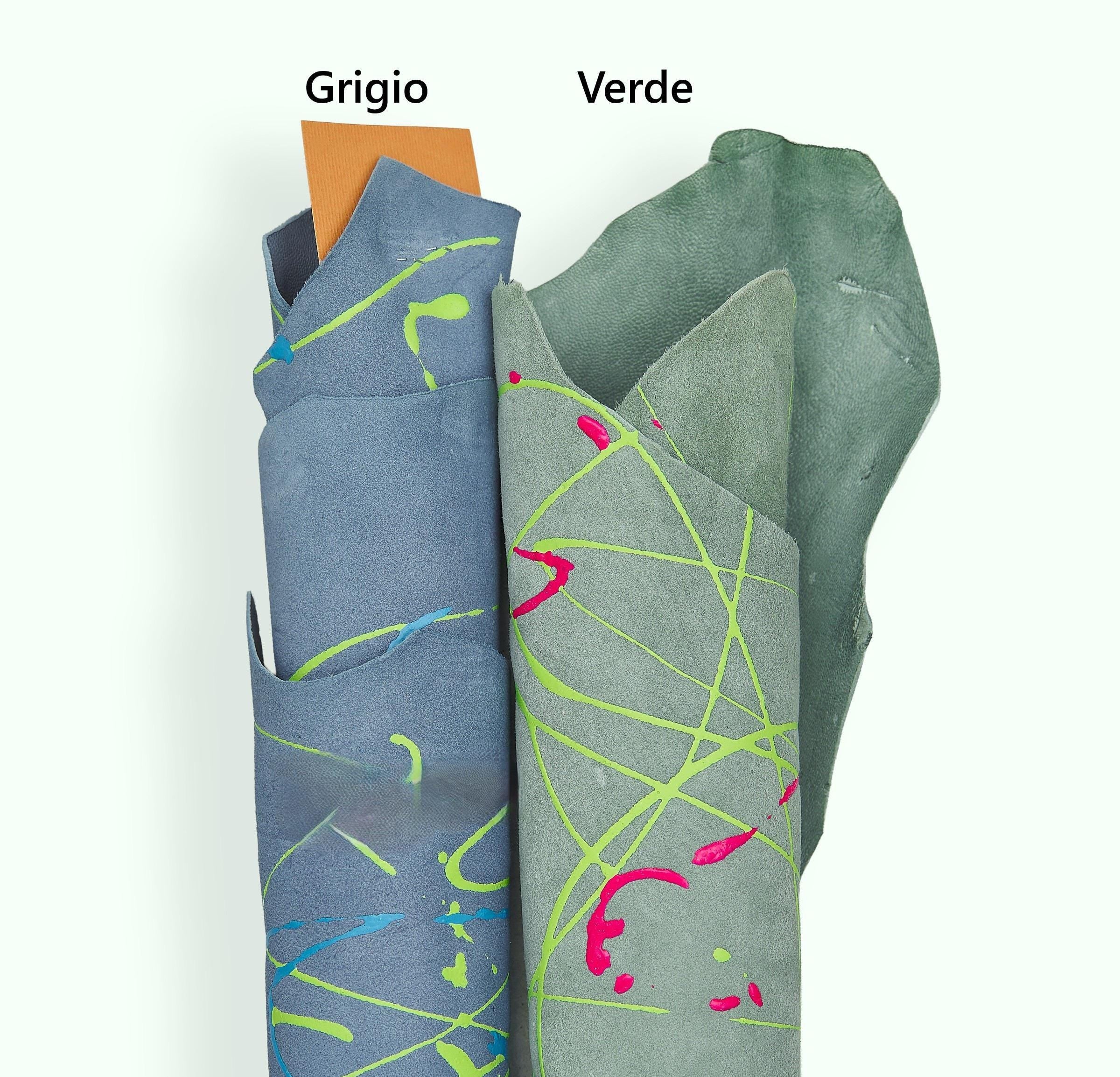 Paint Splatter Leather suede , color splash Hide Designer Leather Skins HAND decorated goatskins B18192-DM La Garzarara
