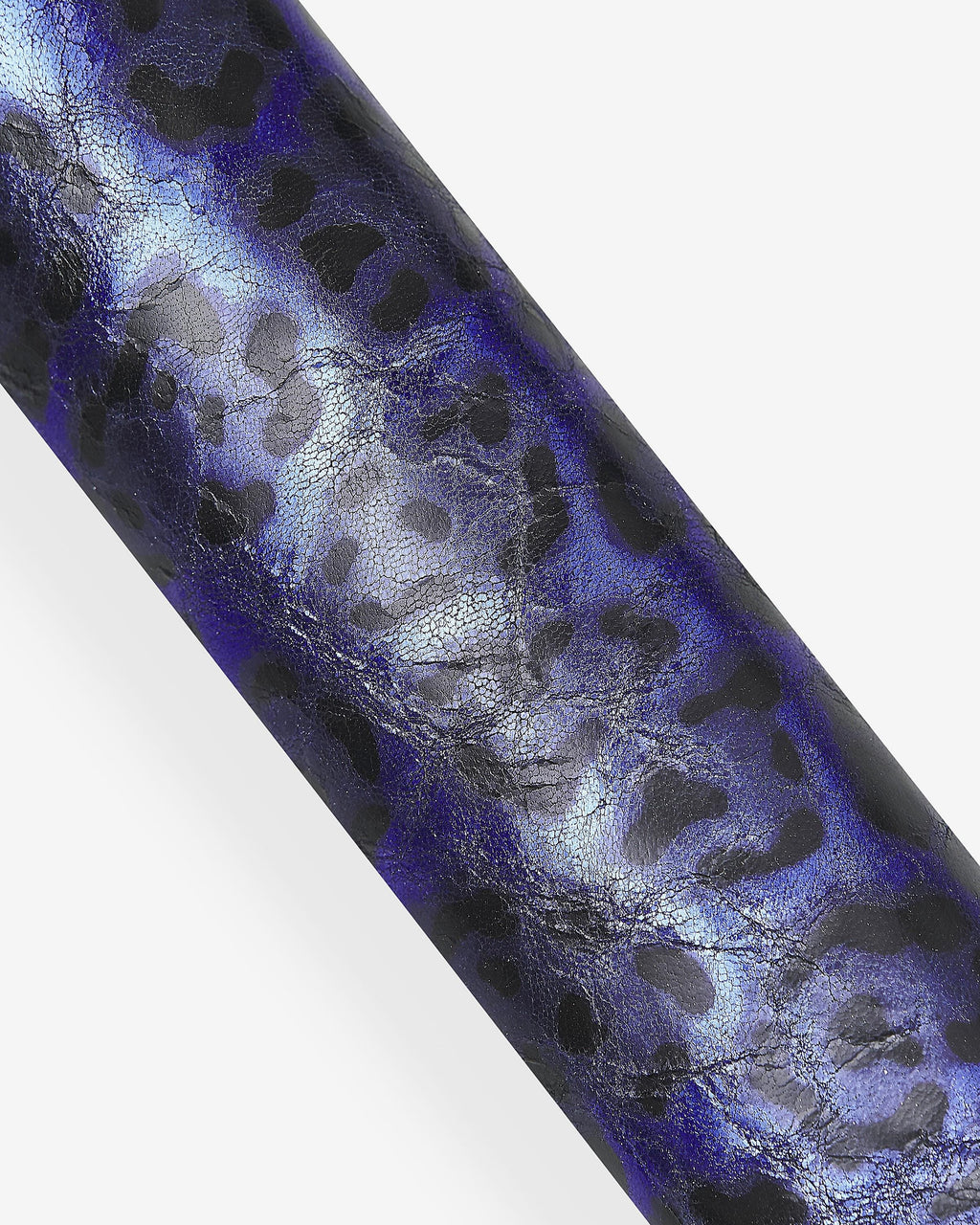 Blue LEOPARD leather hide metallic laminated, iridescent shiny animal print leather skin, electric blue fashionB18204-MT(st) La Garzarara