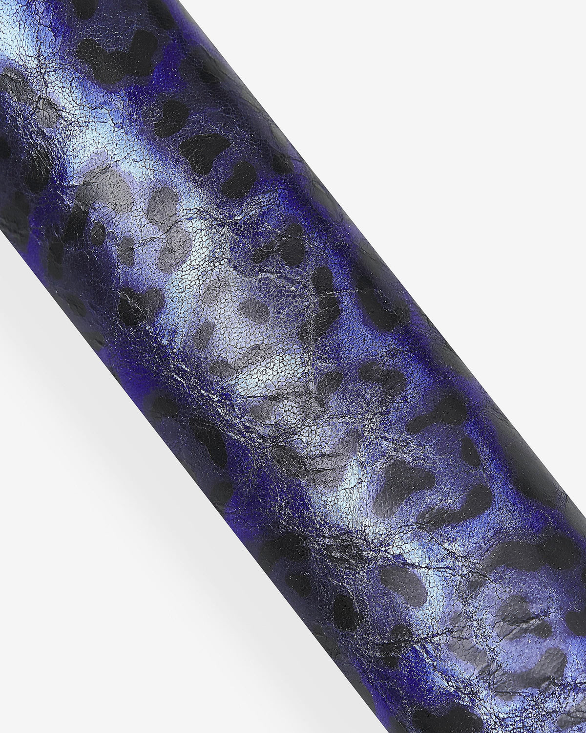 Blue LEOPARD leather hide metallic laminated, iridescent shiny animal print leather skin, electric blue fashionB18204-MT(st) La Garzarara
