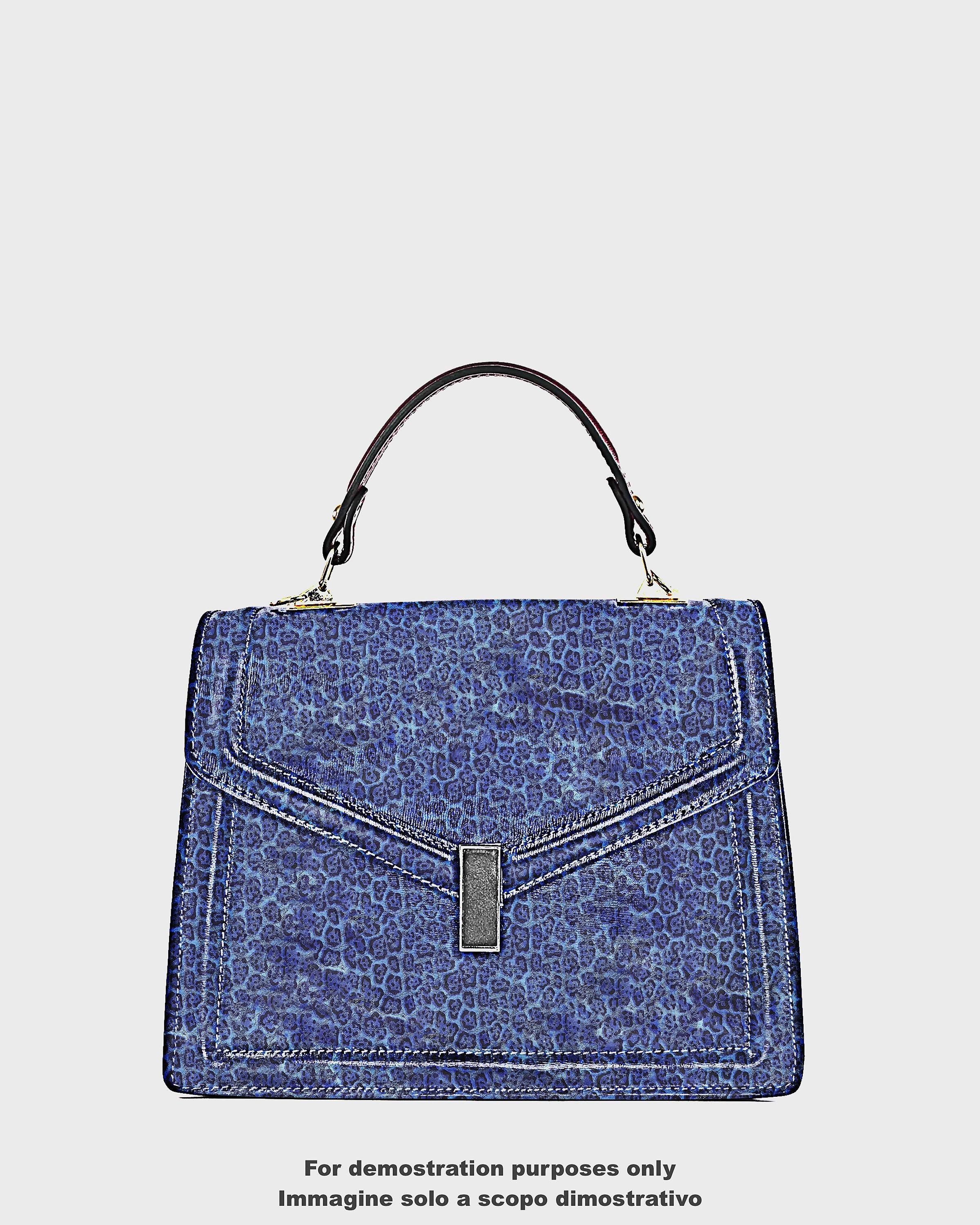 Blue LEOPARD leather hide metallic laminated, iridescent shiny animal print leather skin, electric blue fashionB18204-MT(st) La Garzarara