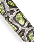 Black grey and NEON yellow, python printed leather hide, reptile SNAKE textured goatskin glossy soft hides for hobbyists B18200-ST