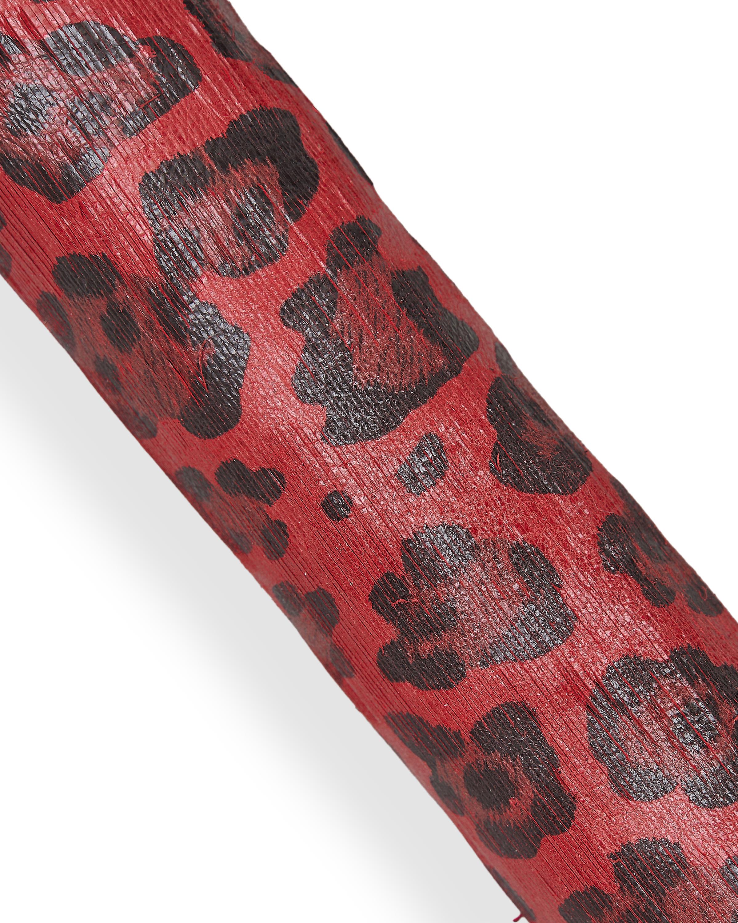 Red and black LEOPARD textured leather skin, animal cheetah printed glossy goatskin, luxurious CARVED hide for hobbyists B18177-ST