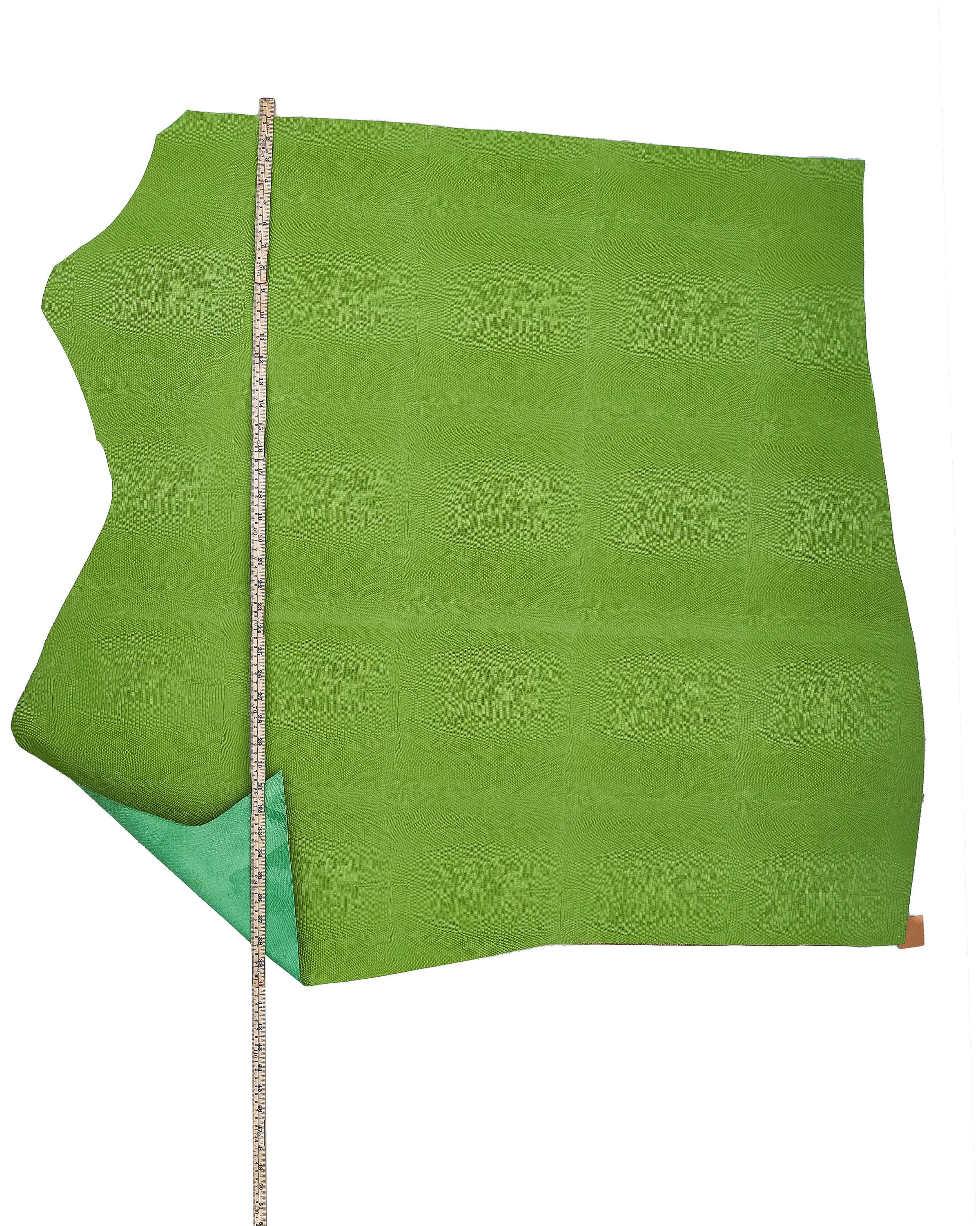 Green LIZARD leather hide, semi glossy reptile embossed cowhide, reptile printed calfskin, quite STIFF 1.0-1.2 mm B17962-ST La Garzarara
