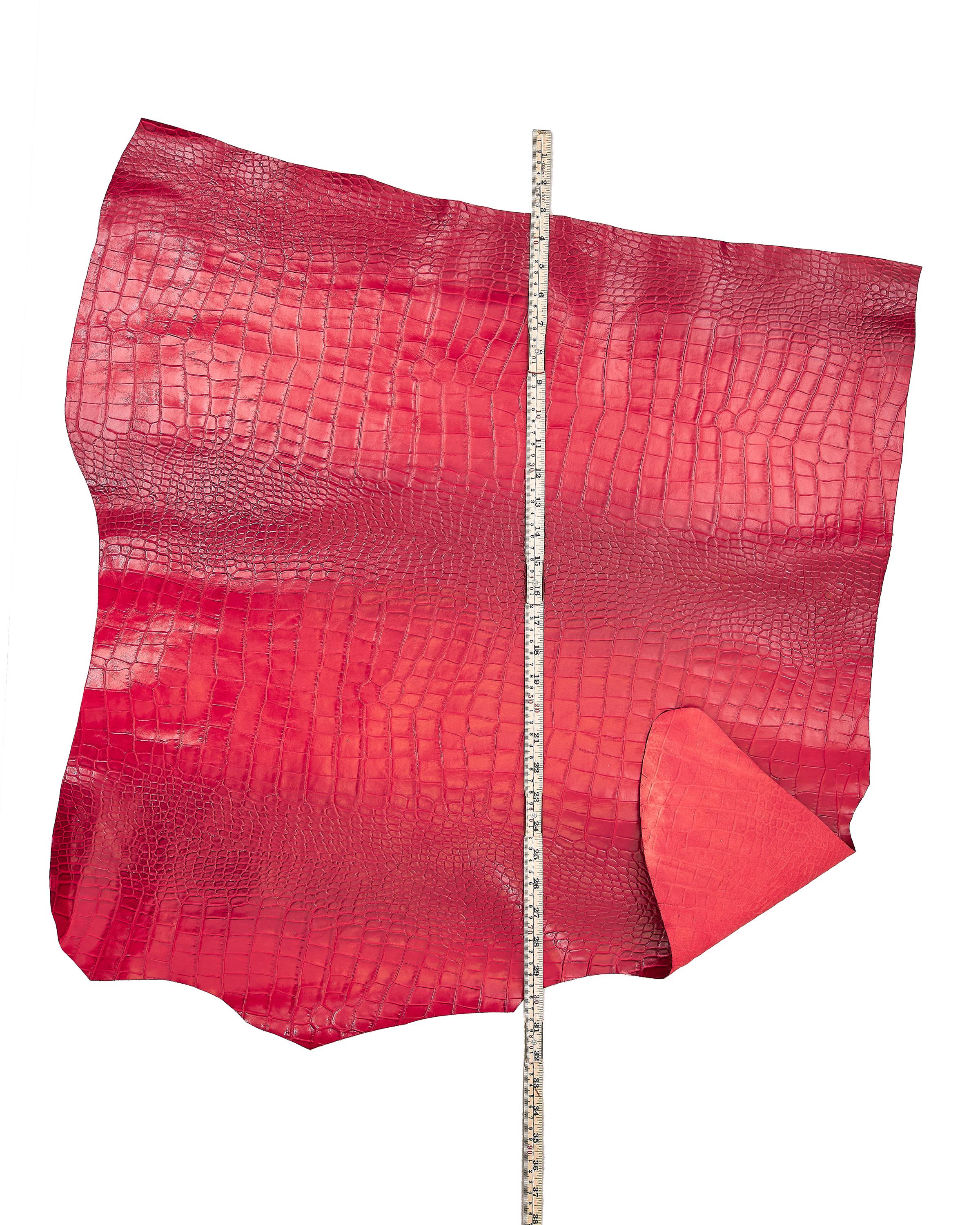 Soft Colorful Croc Embossed Italian Leather Hide, Colorful crocodile leather skin, supple Blue, Red & Yellow reptile B17960-ST LaGarzarara