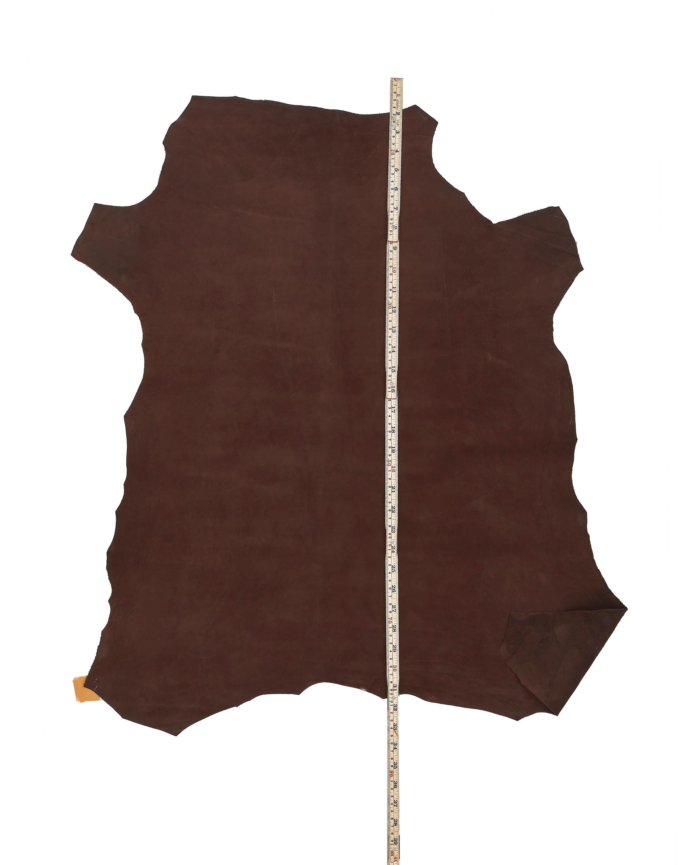NUBUCK leather hide, top quality Cchocolate suede calfskin, soft cowhide light grain 0.8-0.9 mm B17846-TU La Garzarara