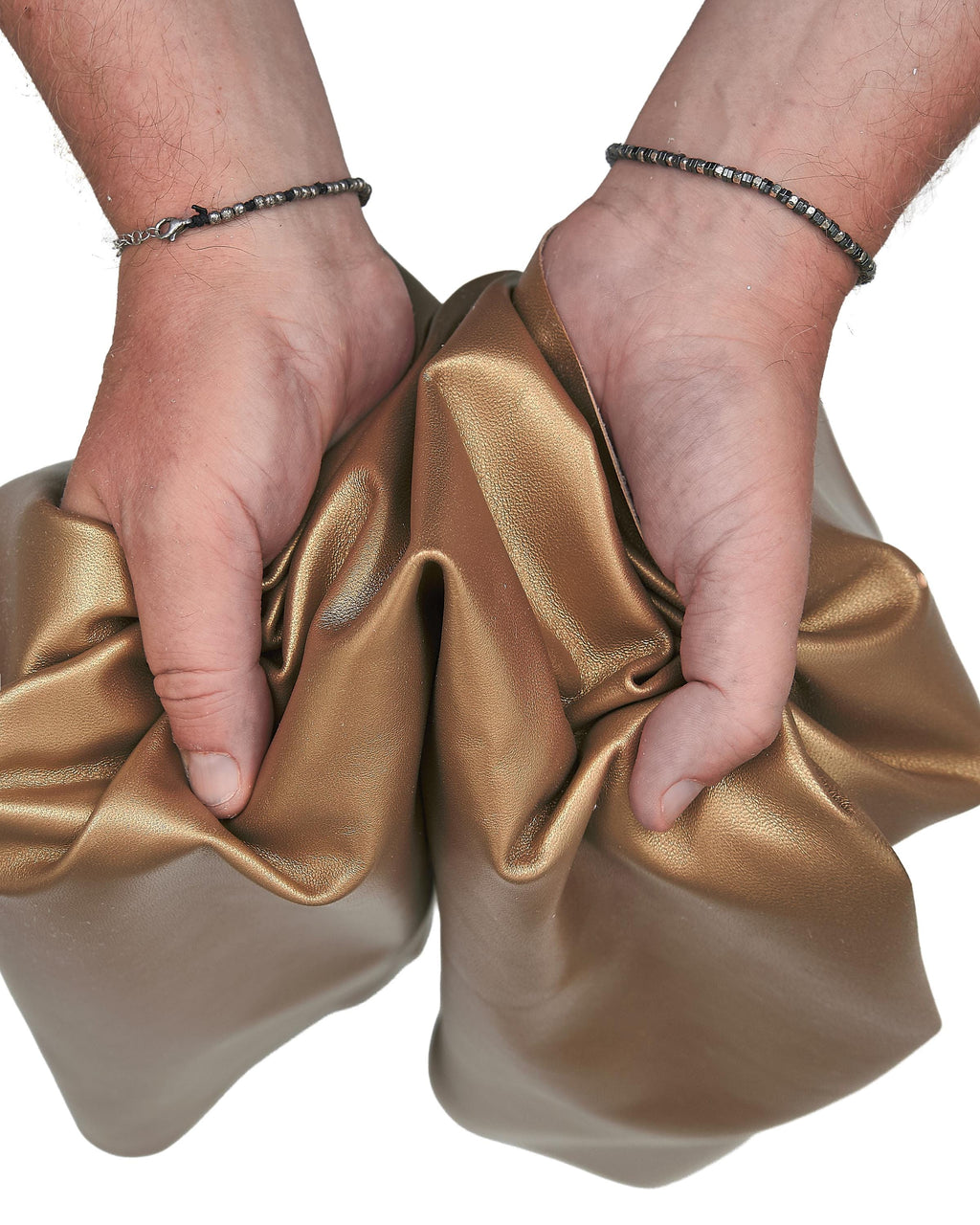 Soft Metallic gold lamb nappa leather skin, thin smooth lamb leather 0.6 0.7 mm, leather hide for fashion accessories B18269-MT La Garzarara