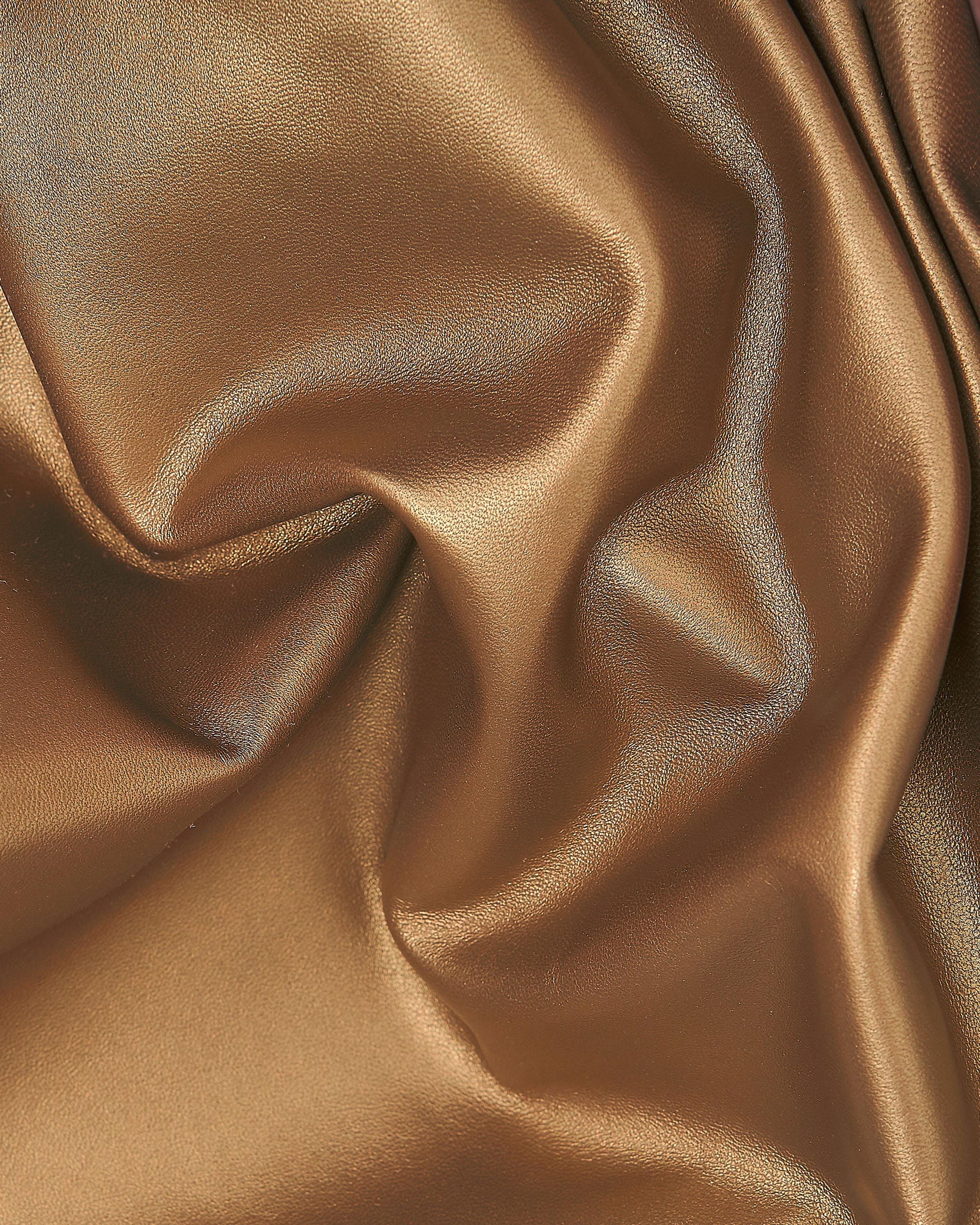 Soft Metallic gold lamb nappa leather skin, thin smooth lamb leather 0.6 0.7 mm, leather hide for fashion accessories B18269-MT La Garzarara