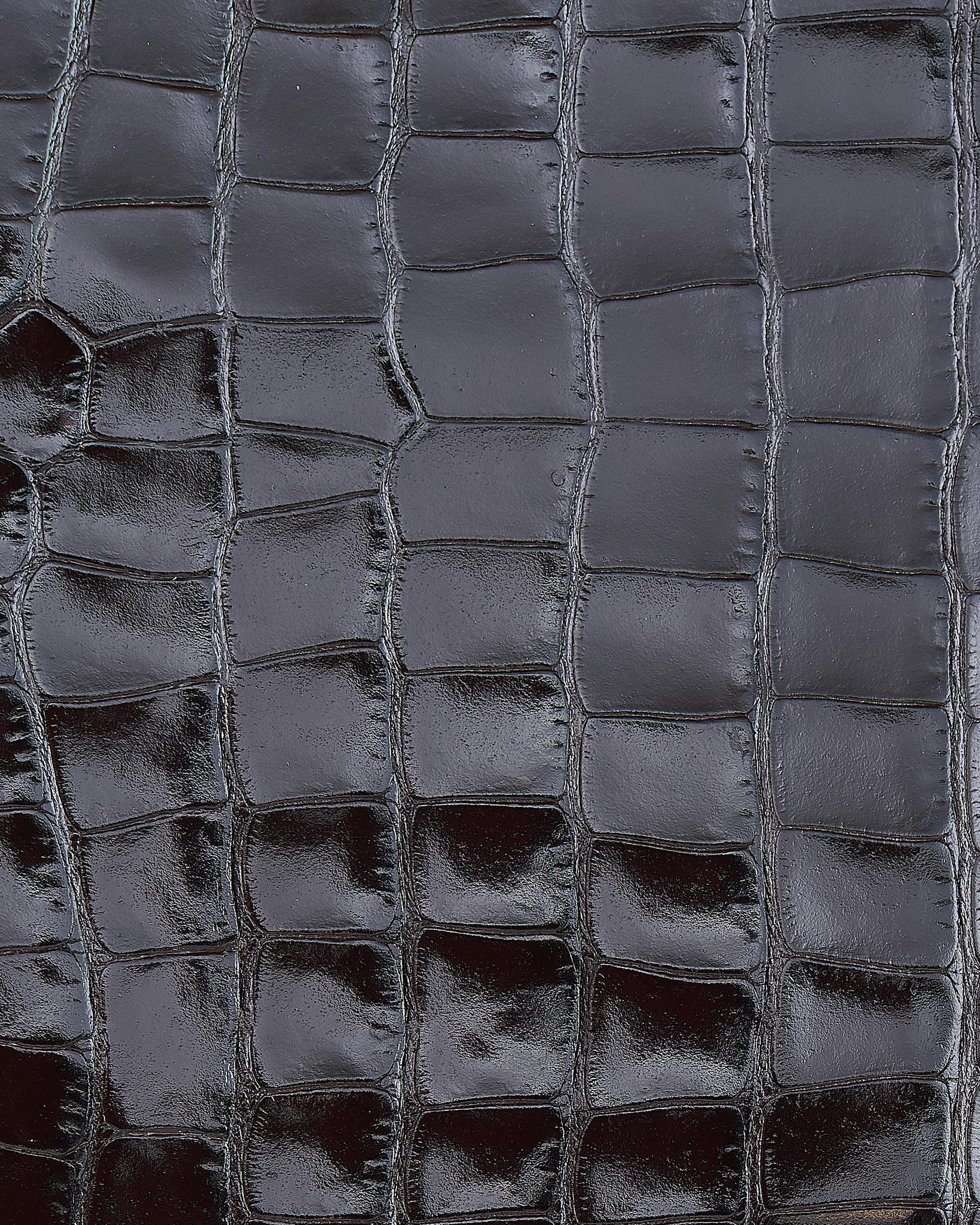 Dark brown CROCODILE embossed cowhide, GLOSSY soft leather hide, luxurious printed calfskin for crafting B18170-ST La Garzarara
