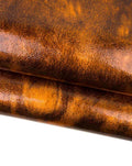 Glossy SHADED goatskin leather, orange - black metallic PATENT skin, grainy wrinkled soft hide for hobbyists B18264-MT(st) La Garzarara
