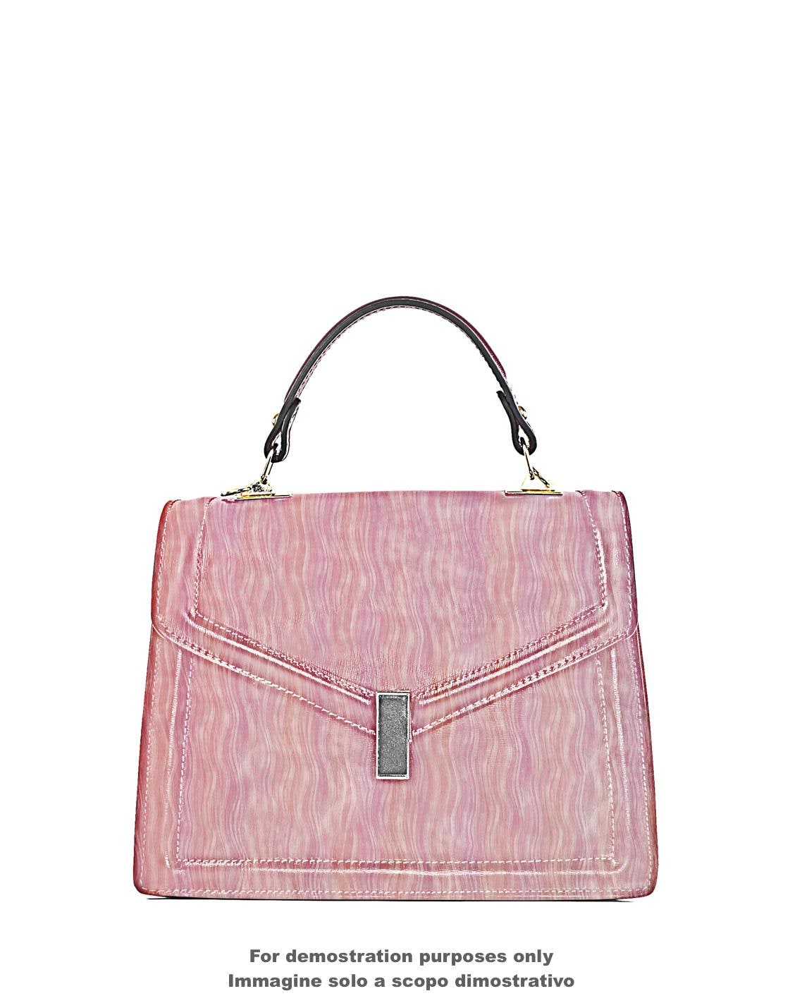Pink - silver leather hide, METALLIC wave printed cowhide, SOFT calfskin for hobbyists B18055-MT(st) La Garzarara