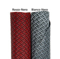 Basket weave embossed leather hide, woven effect geometric red black white black skin, leather for bags craft B18015-ST La Garzarara