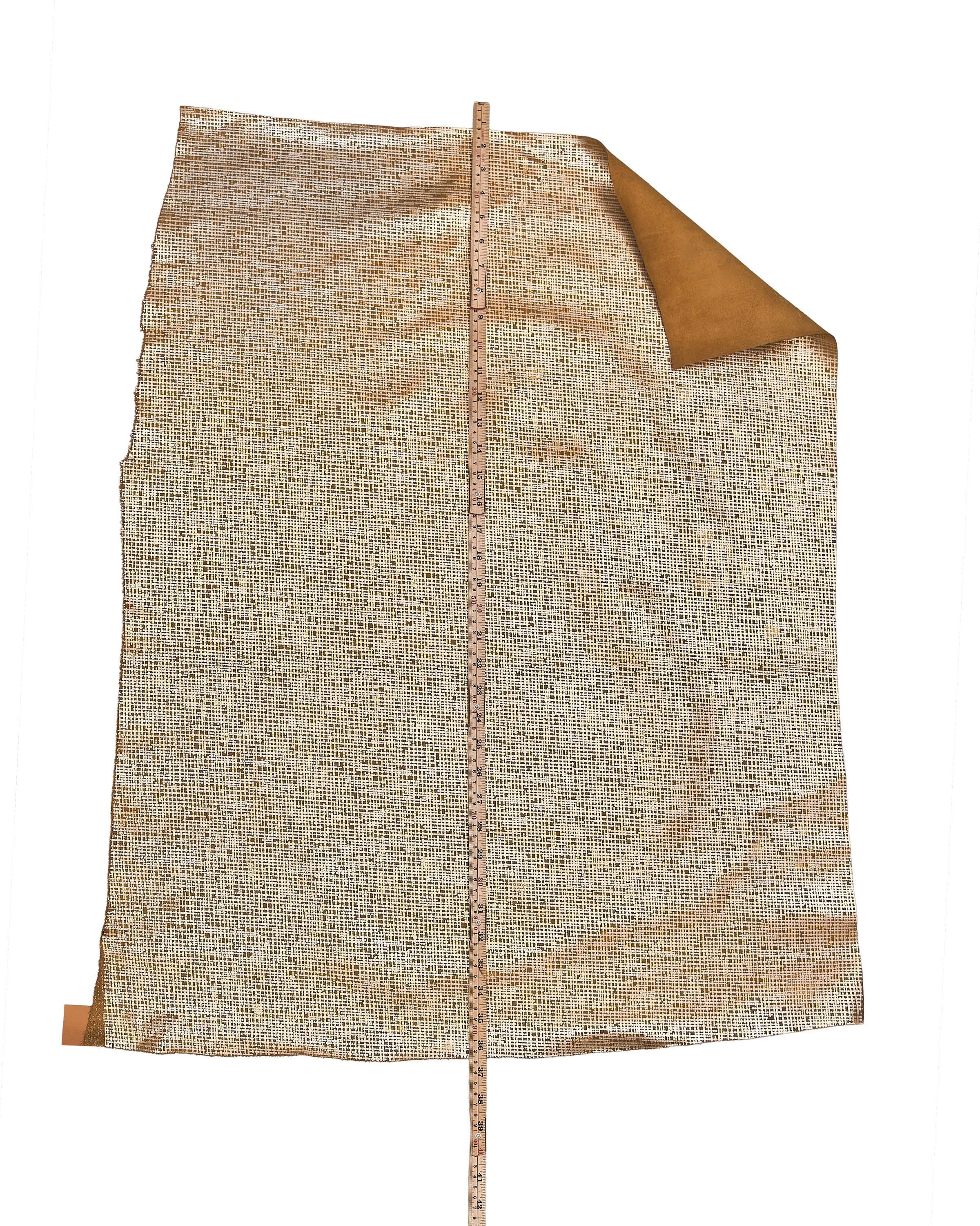 Gold Tweed Effect Leather Hide, Bouclé Texture Leather, Chanel Inspired Designer Leather B18068-MT La Garzarara