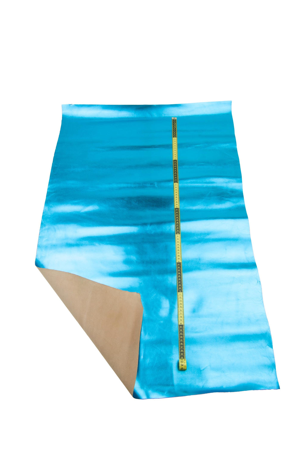 Light blue METALLIC leather hide, SMOOTH bright goatskin, glossy sparkle soft hide, 0.6 - 0.7 mm B8087-MT La Garzarara