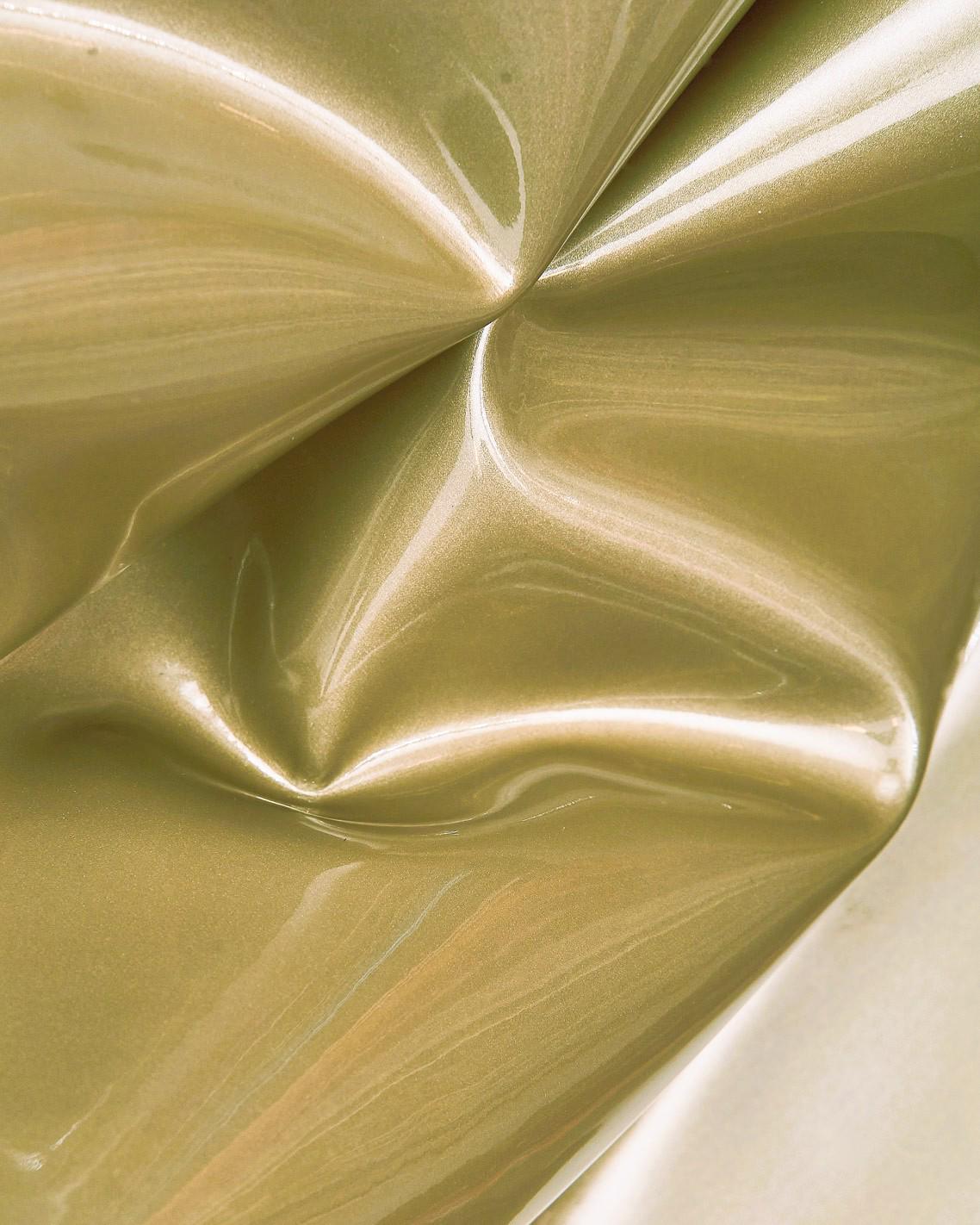 Greenish beige PATENT leather hide, glossy smooth cowhide, PEARLIZED elegant calfskin B17928-TU La Garzarara