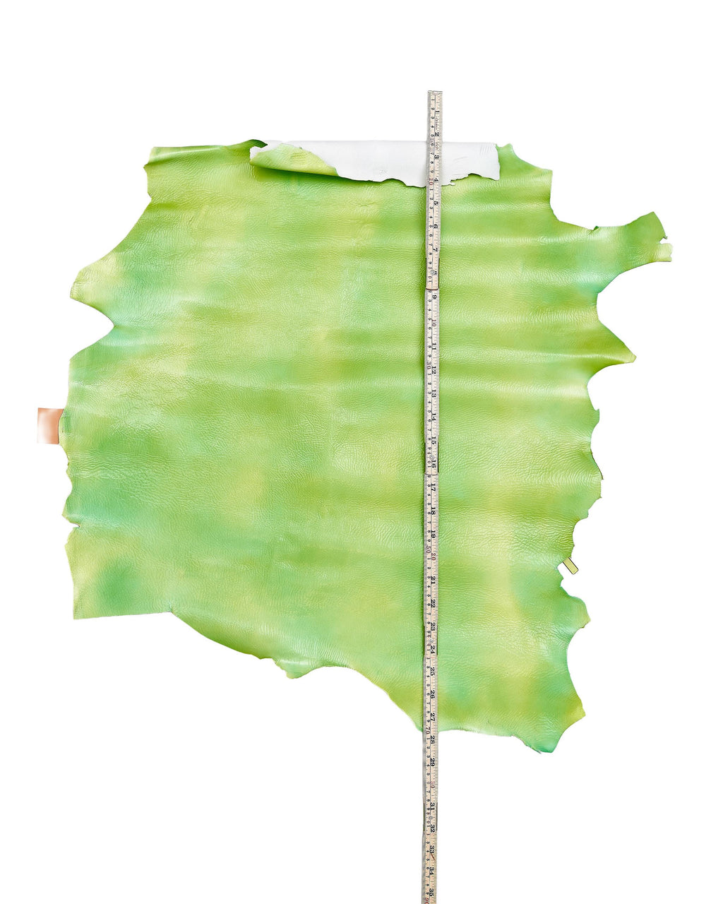 Glossy Lime leather skin, WRINKLED yellow green soft patent goatskin, supple hide for diy projects B18173-VT La Garzarara