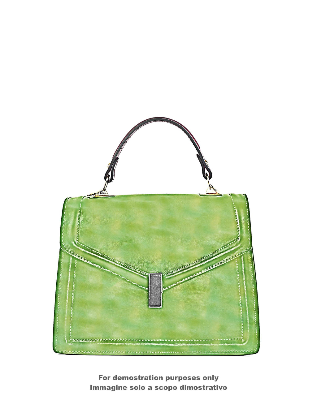 Glossy Lime leather skin, WRINKLED yellow green soft patent goatskin, supple hide for diy projects B18173-VT La Garzarara