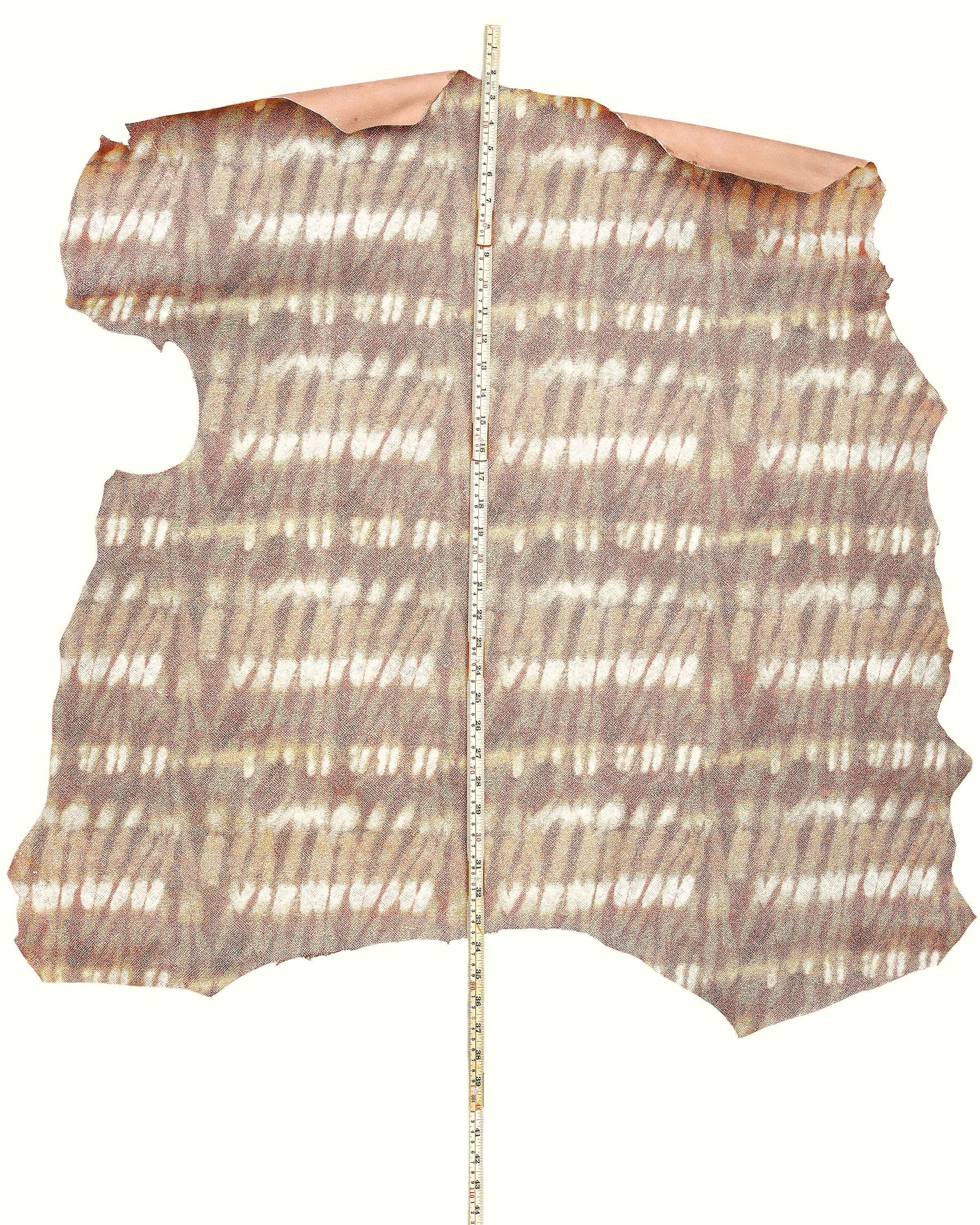 Ethnic Woven Effect Printed Genuine Leather, Tribal Fashion Leather for Bags,Ikat Pattern Leather Hide B18169-MT La Garzarara