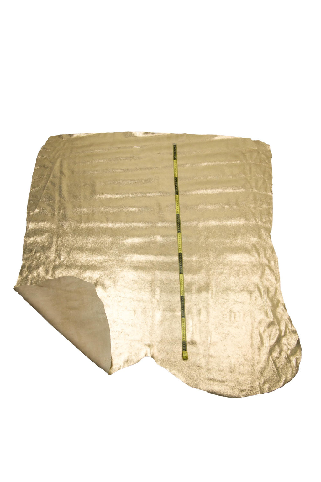Gold leather hide, METALLIC SUEDE cowhide, bright sparkle shaded soft calfskin for diy projects B18049-MT(st) La Garzarara