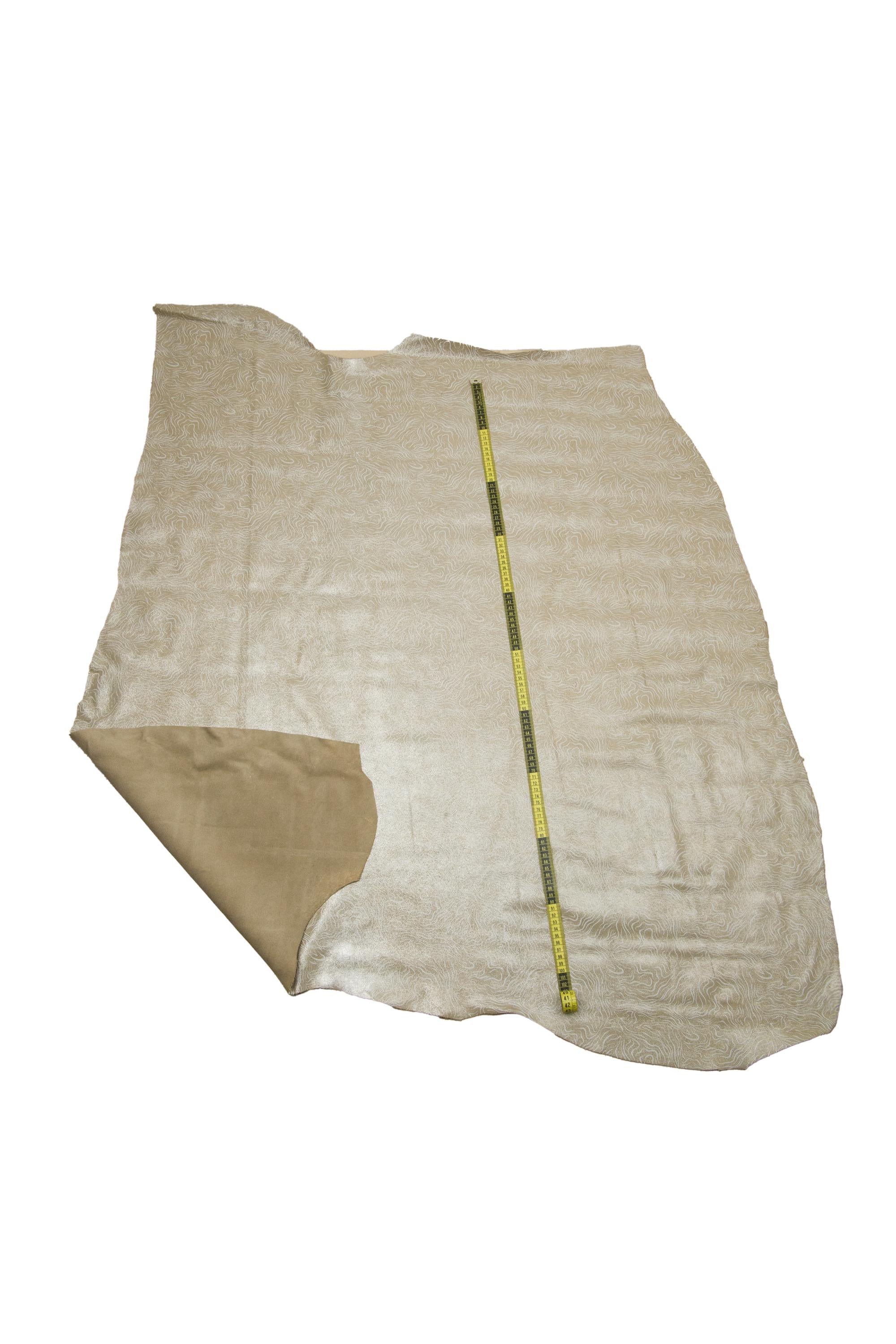 Print metallic suede leather hide, ZEBRA textured cowhide, abstract line patterned skin B18081-MT(st) La Garzarara