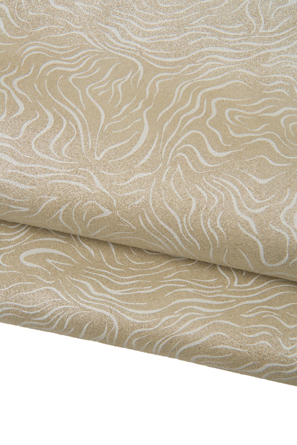 Print metallic suede leather hide, ZEBRA textured cowhide, abstract line patterned skin B18081-MT(st) La Garzarara