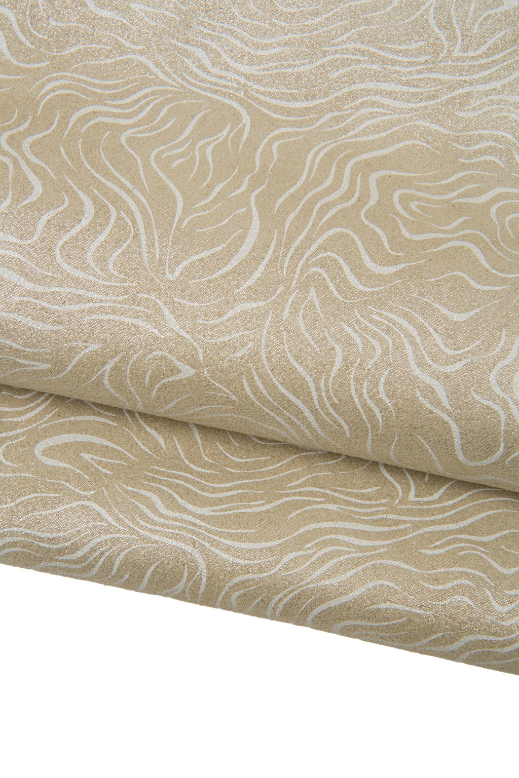 Print metallic suede leather hide, ZEBRA textured cowhide, abstract line patterned skin B18081-MT(st) La Garzarara