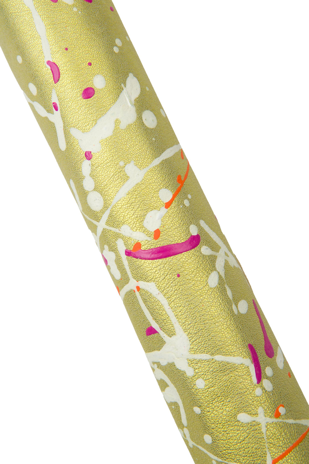 Hand painted Gold leather skin, Splatter Painted metallic goatskin, Handmade Designer Hide for hobbyists B18241-DM