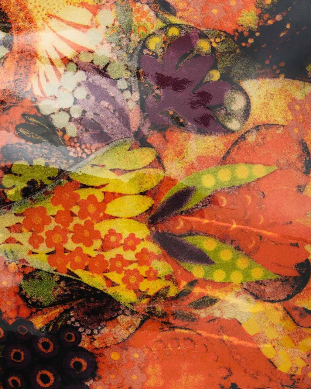 Multicolor printed leather hide, glossy abstract artistic leather skin with floral print for bags bold designB18059-ST La Garzarara
