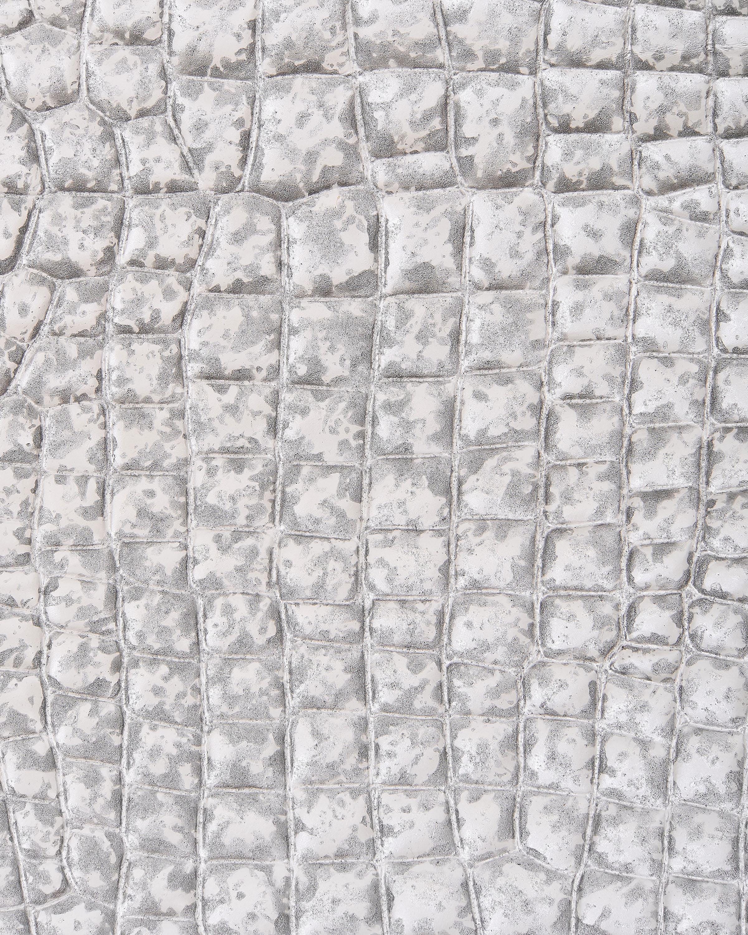 Silver white CROCODILE embossed leather hide, metallic GLITTER cowhide, elegant calfskin medium softness B18153-MT(st) La Garzarara