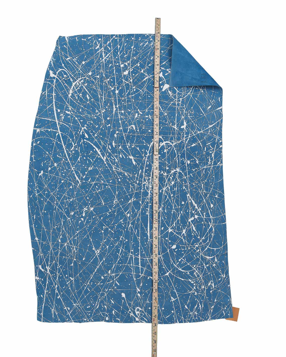 Artisan Painted Leather Hide, SPLASH decorated suede skin, abstract artistic soft hide B18053-DM La Garzarara
