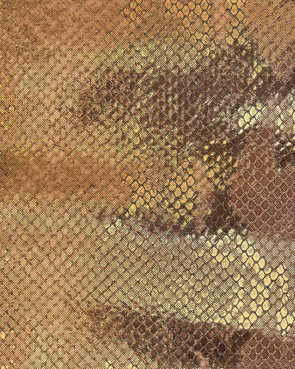 Bronze Metallic Snakeskin Print Leather Hide, foiled reptile cowhide, Brown Python Leather for Bags, Wallets & Crafts B17968-MT La Garzarara