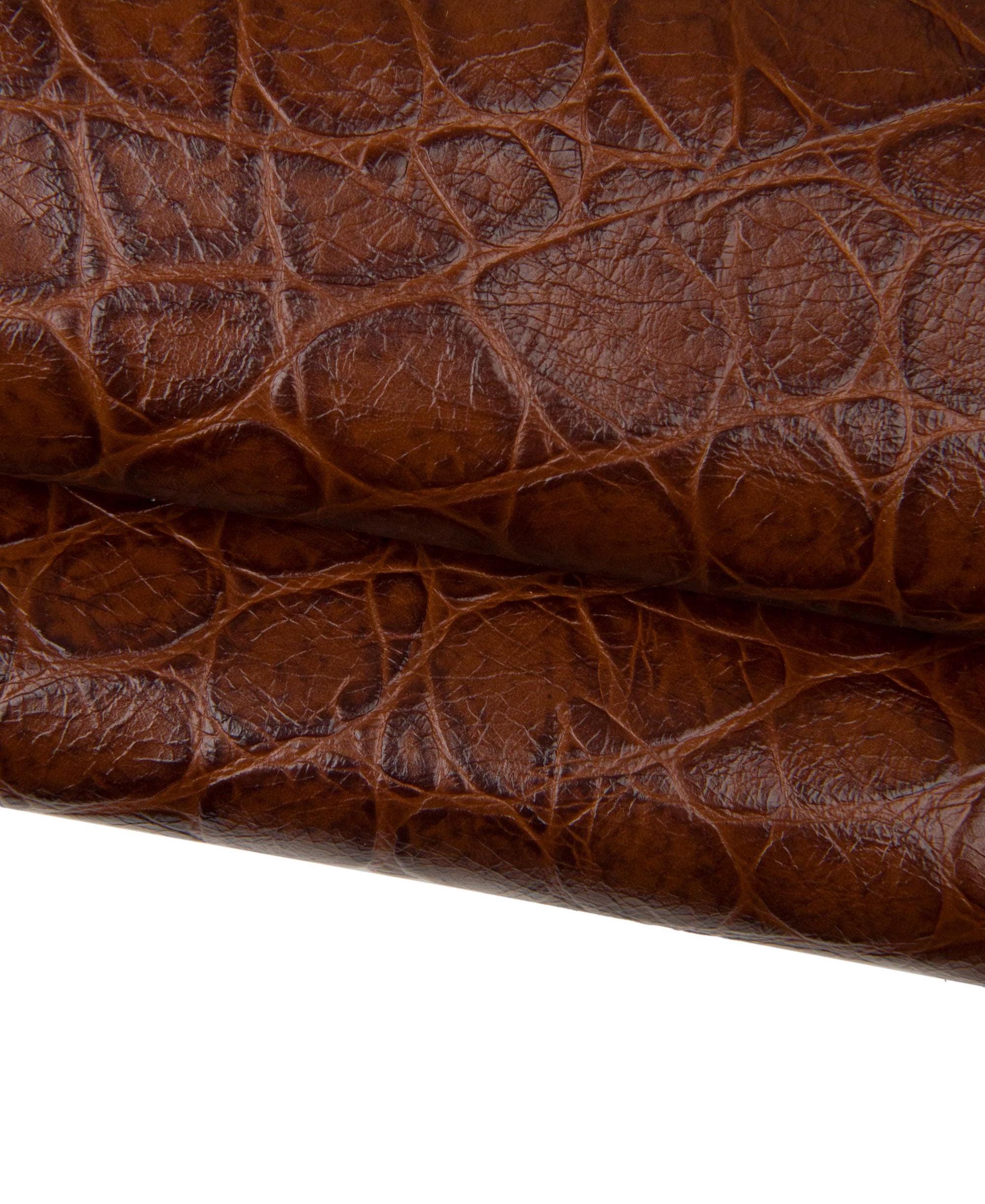 Cognac Brown CROC embossed leather hide B17984-ST La Garzarara