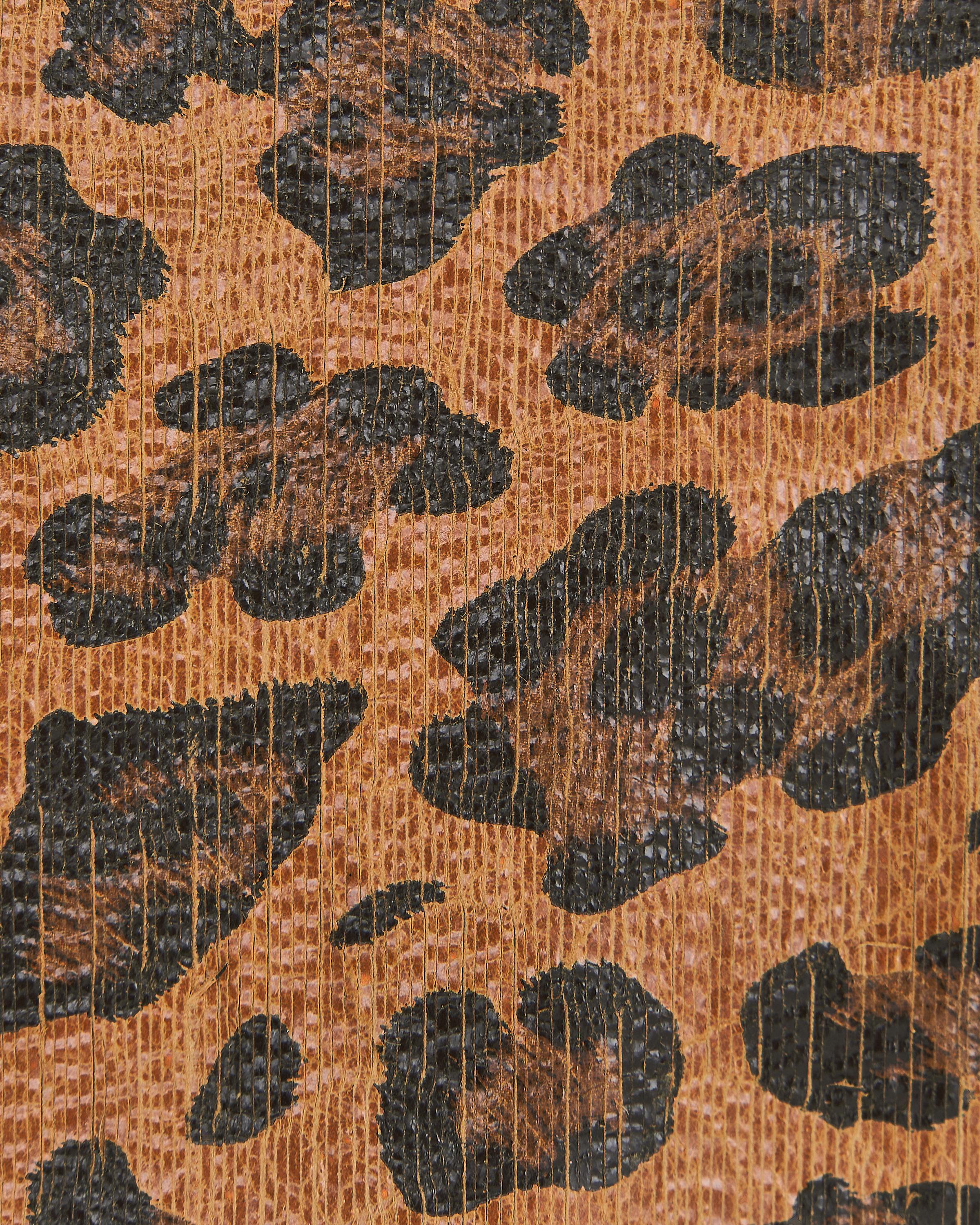 Tan and black LEOPARD textured leather skin, animal cheetah printed glossy goatskin, luxurious CARVED hide for hobbyists B18180-ST