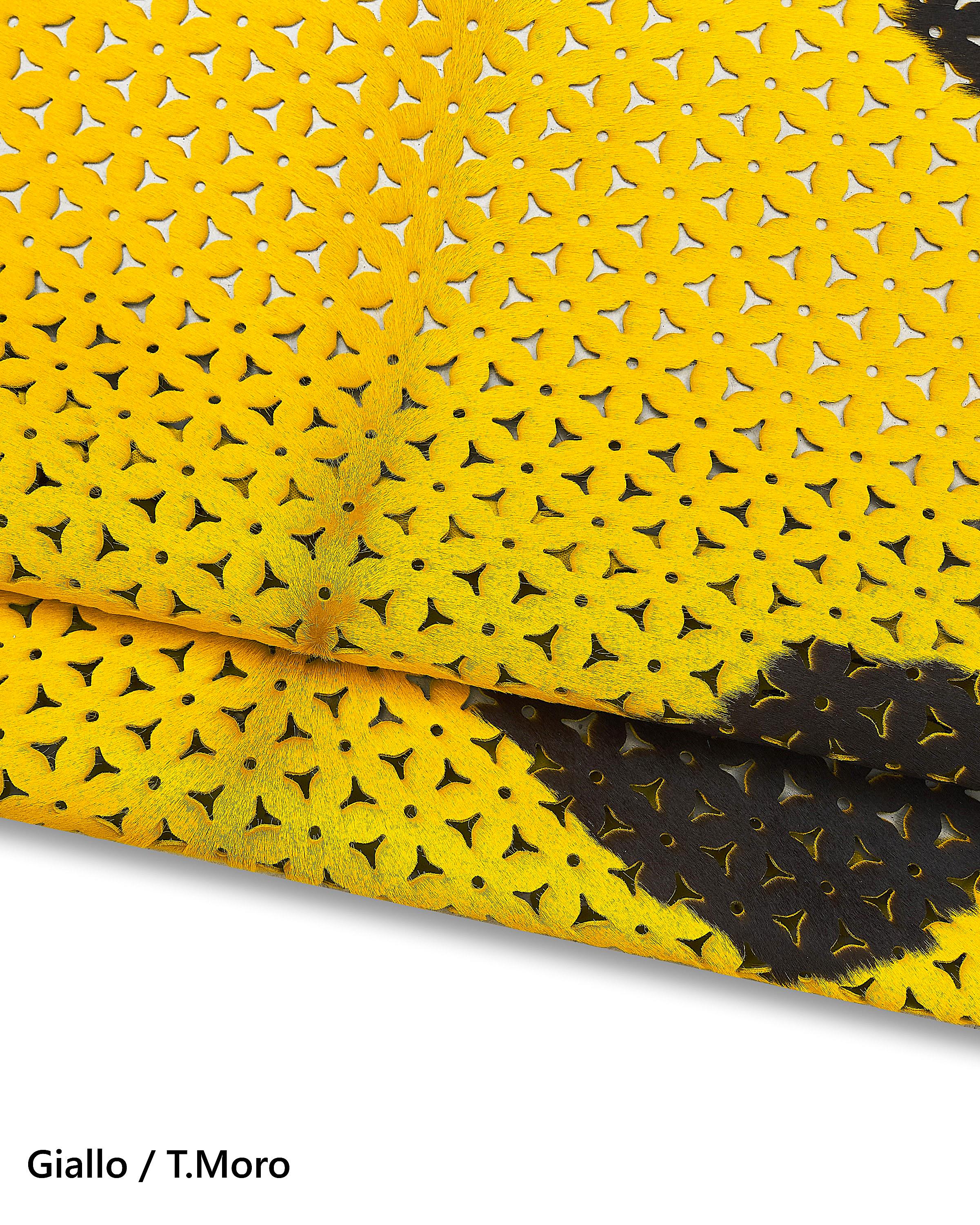 Laser Cut Pony Hair Leather Hide, Cow Print Hair-on Skin for Bags, perforated ponyskin B17268-CV La Garzarara