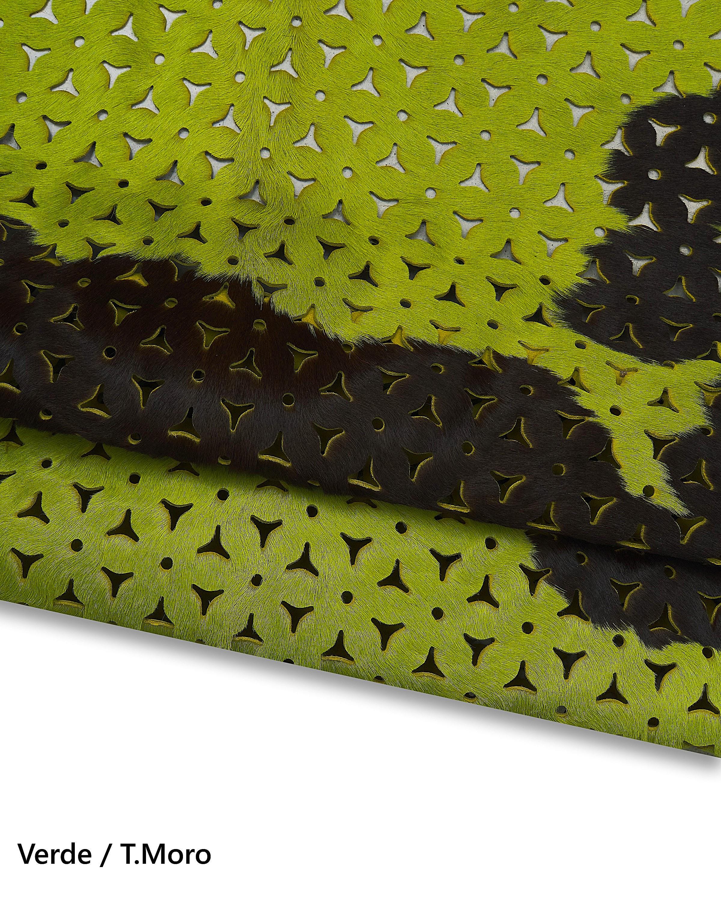 Laser Cut Pony Hair Leather Hide, Cow Print Hair-on Skin for Bags, perforated ponyskin B17268-CV La Garzarara