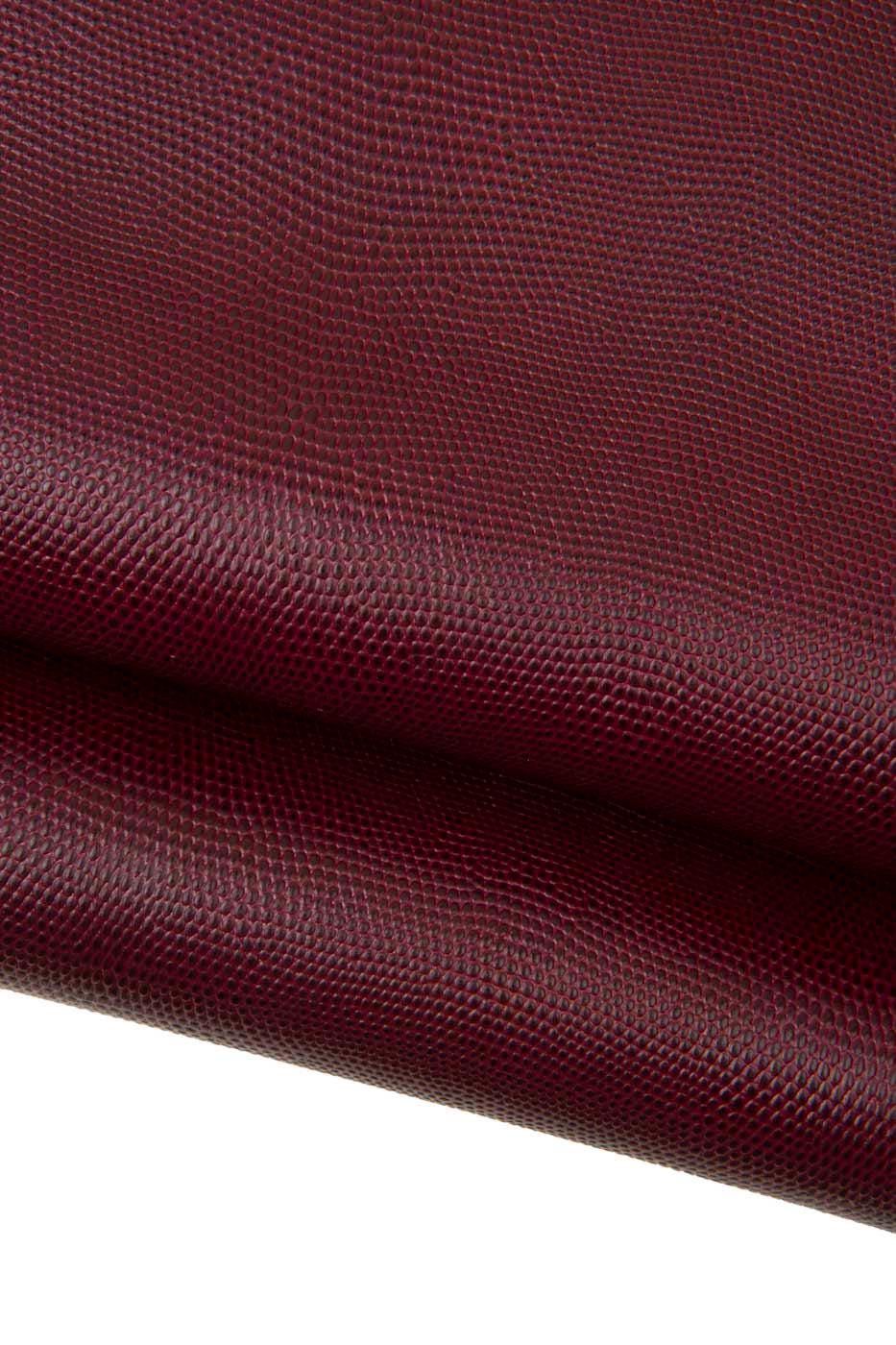 Ruby red LIZARD leather hide, glossy REPTILE printed cowhide, classic embossed calfskin, medium softness B18089-ST La Garzarara