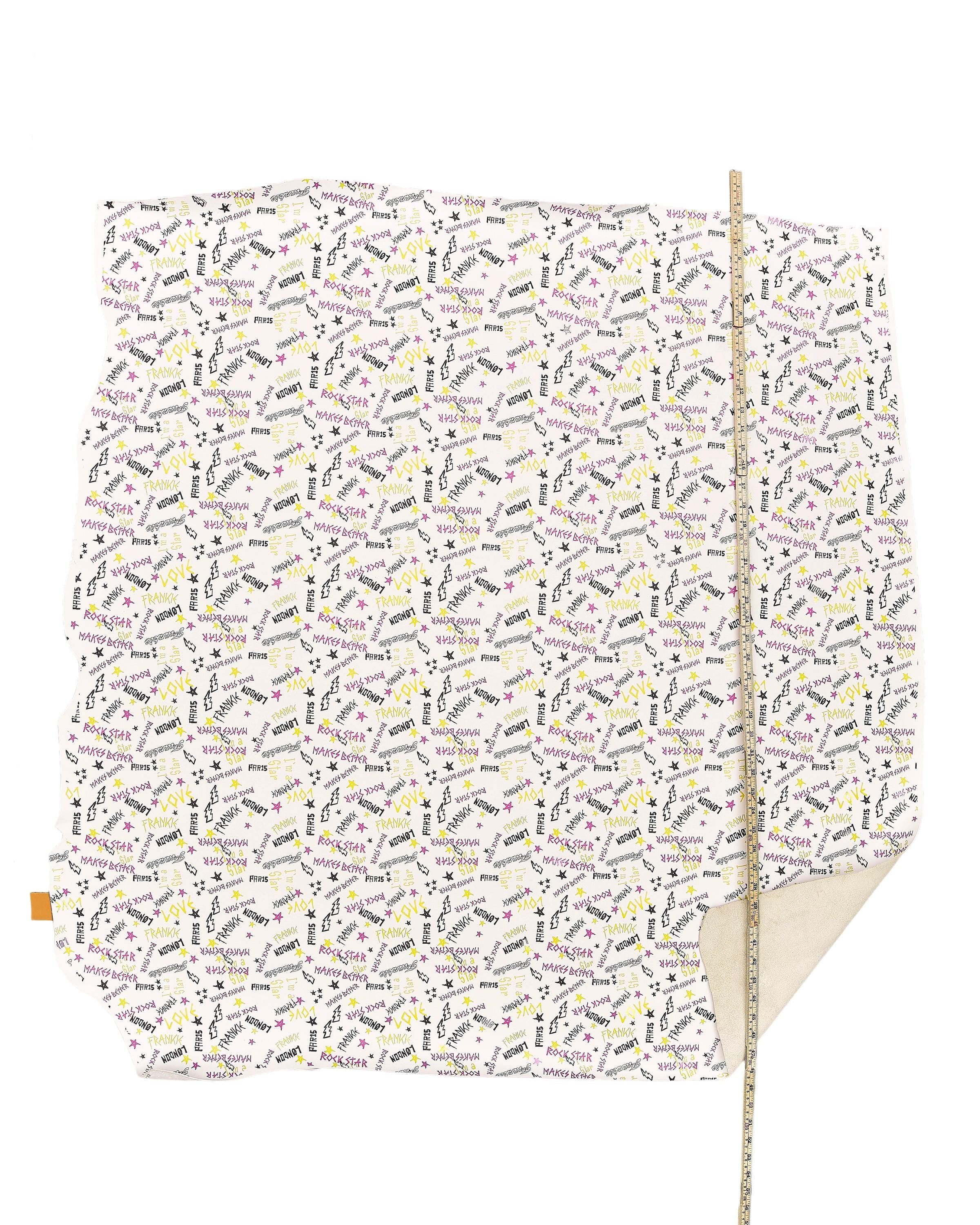 Graffiti Printed Leather Hide | White Pop Art Leather | Designer Leather for Bags & Leathercraft B18050-ST La Garzarara