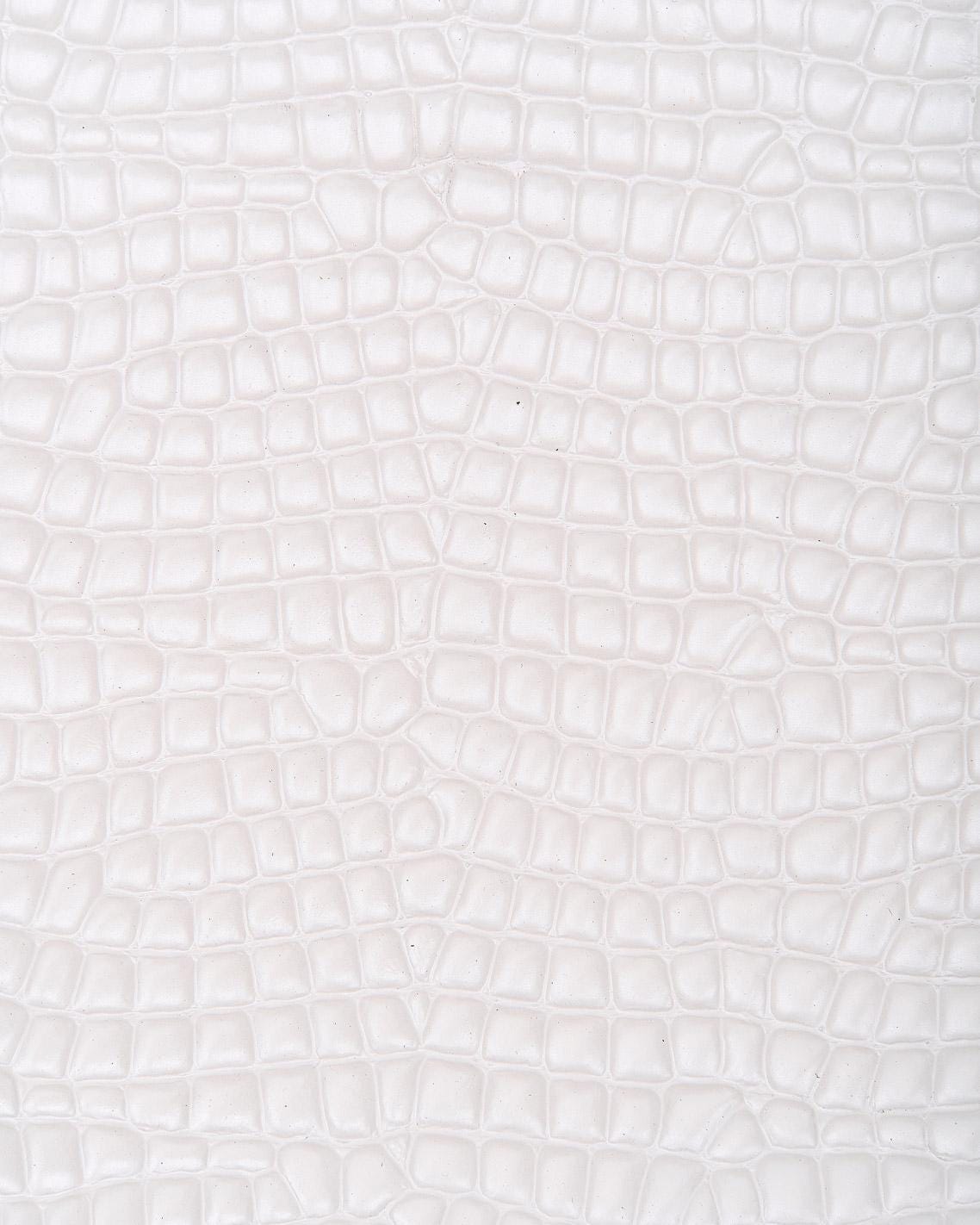 White GLOSSY CROCODILE embossed leather hide, elegant printed calfskin, medium softness, 0.9 -1.0 mm B18137-ST La Garzarara