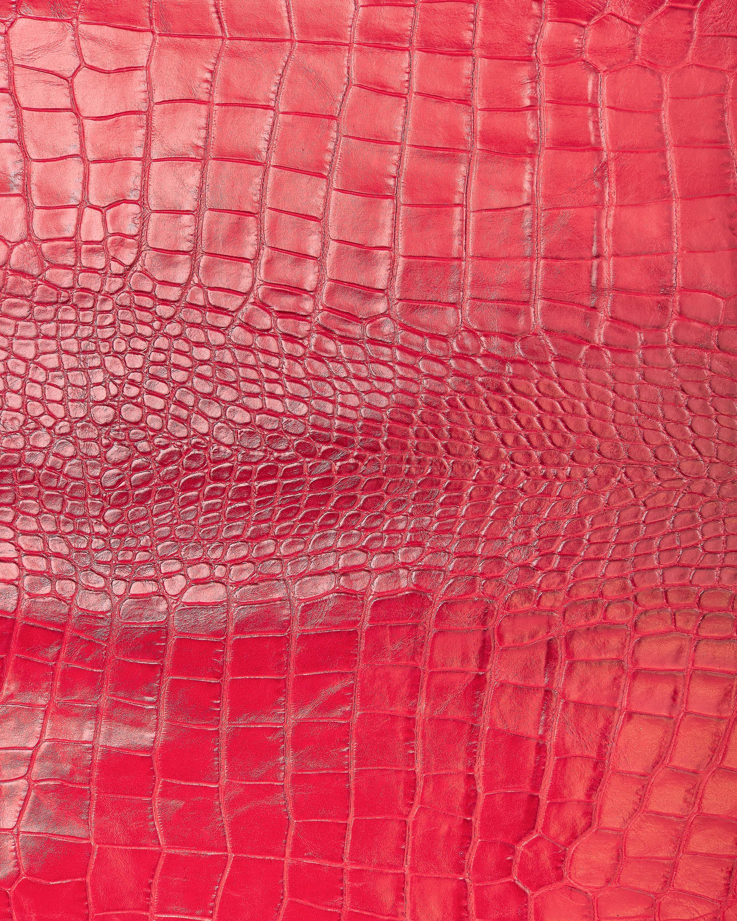 Soft Colorful Croc Embossed Italian Leather Hide, Colorful crocodile leather skin, supple Blue, Red & Yellow reptile B17960-ST LaGarzarara