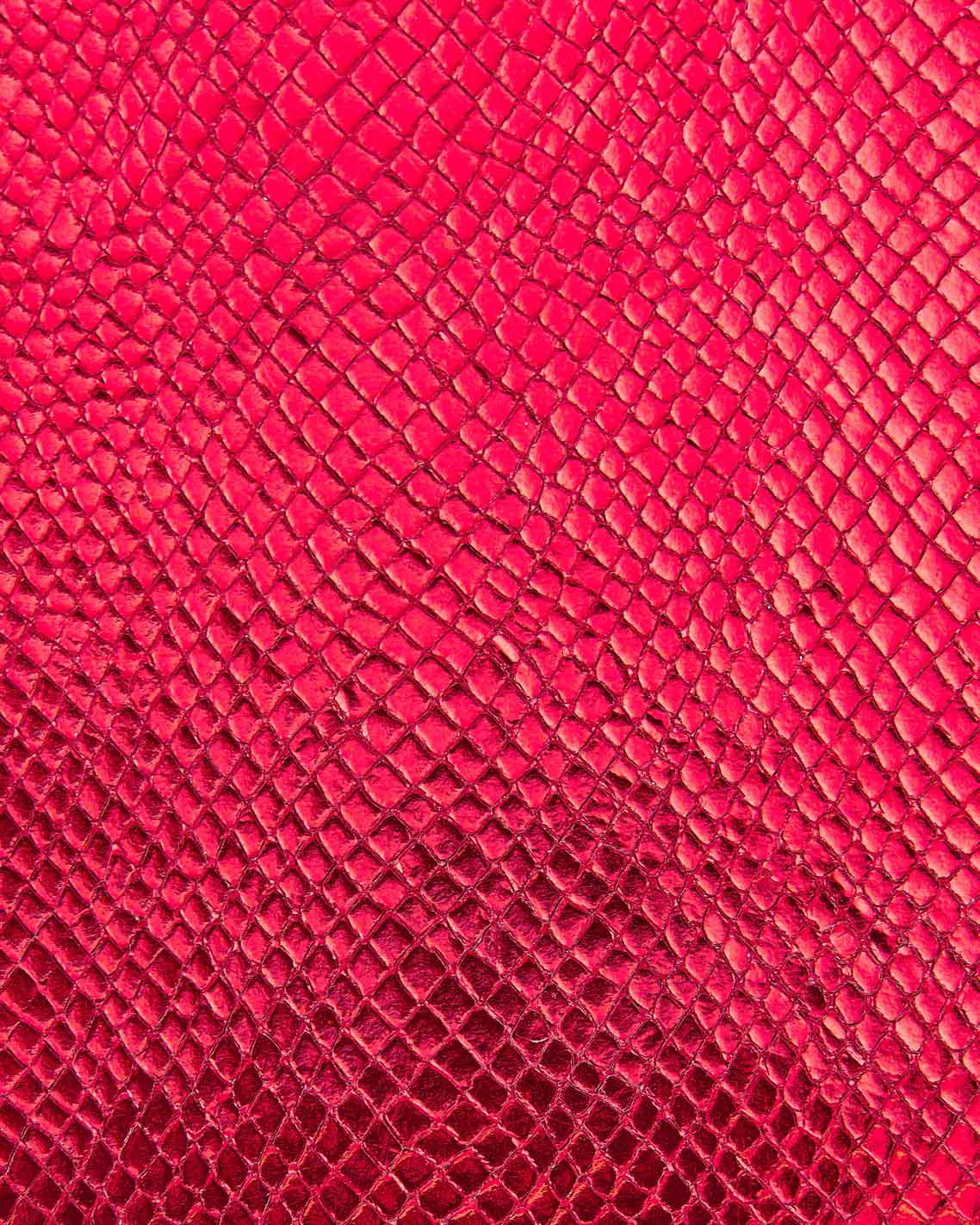 Red METALLIC PYTHON leather skin, glossy reptile printed goatskin, soft bright snakeskin B18202-MT(st) La Garzarara