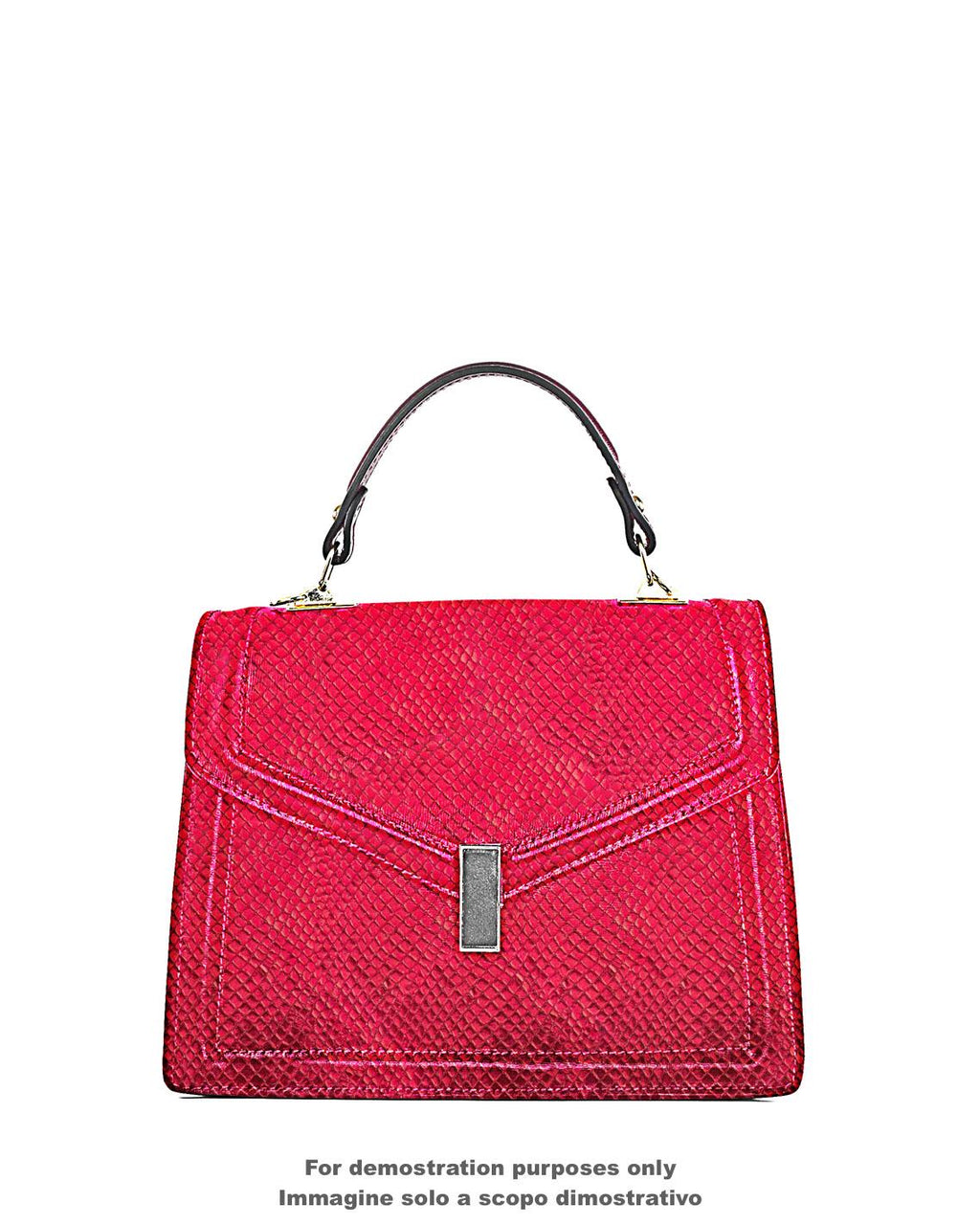 Red METALLIC PYTHON leather skin, glossy reptile printed goatskin, soft bright snakeskin B18202-MT(st) La Garzarara