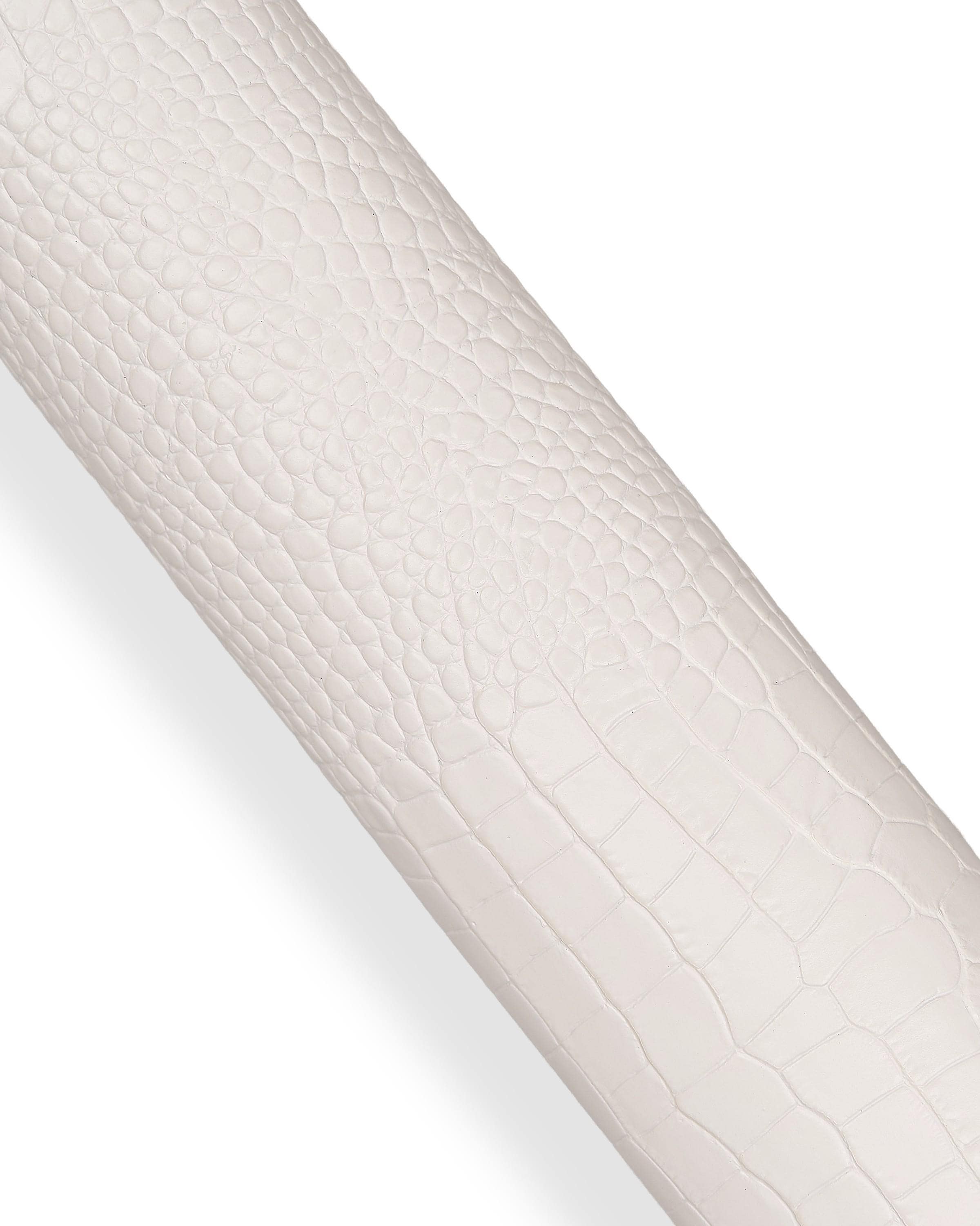 White embossed CROCODILE cow leather hide, glossy alligator print leather skin semi rigid for structured bags B18136-ST La Garzarara