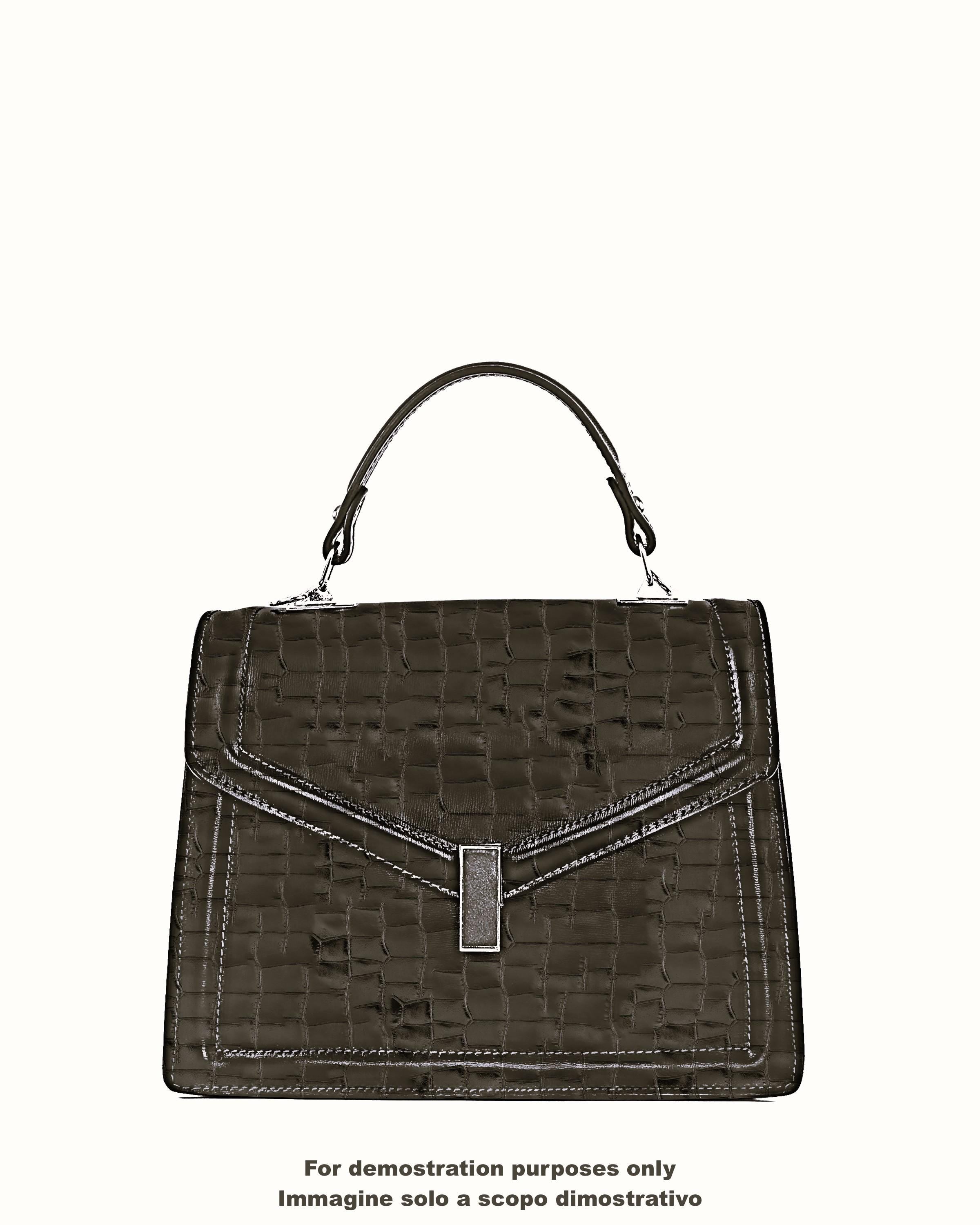 Dark brown CROCODILE embossed cowhide, GLOSSY soft leather hide, luxurious printed calfskin for crafting B18170-ST La Garzarara