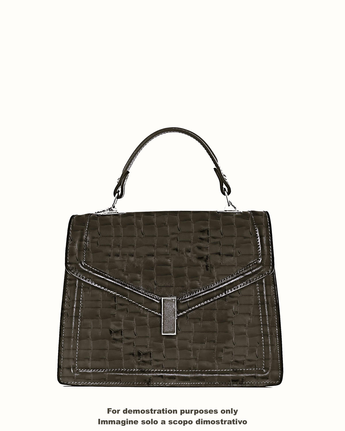 Dark brown CROCODILE embossed cowhide, GLOSSY soft leather hide, luxurious printed calfskin for crafting B18170-ST La Garzarara
