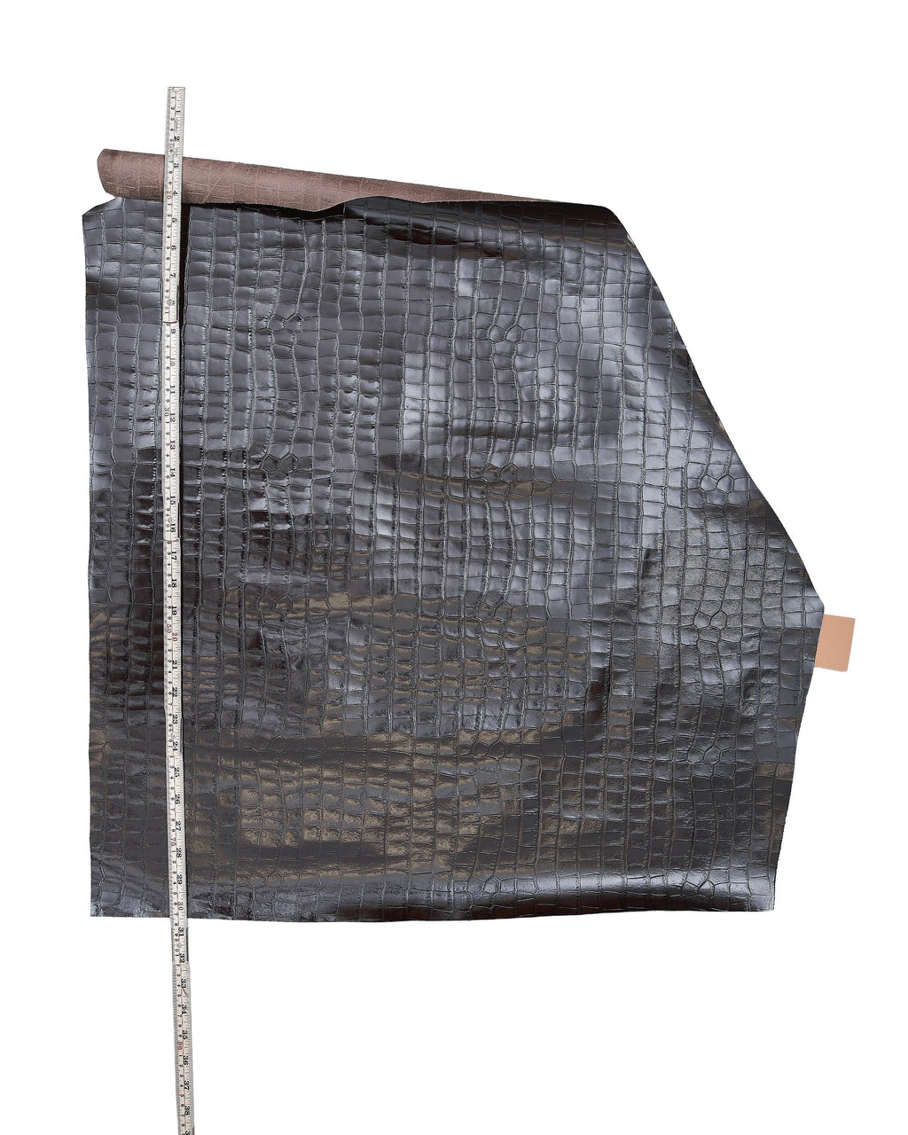 Dark brown CROCODILE embossed cowhide, GLOSSY soft leather hide, luxurious printed calfskin for crafting B18170-ST La Garzarara