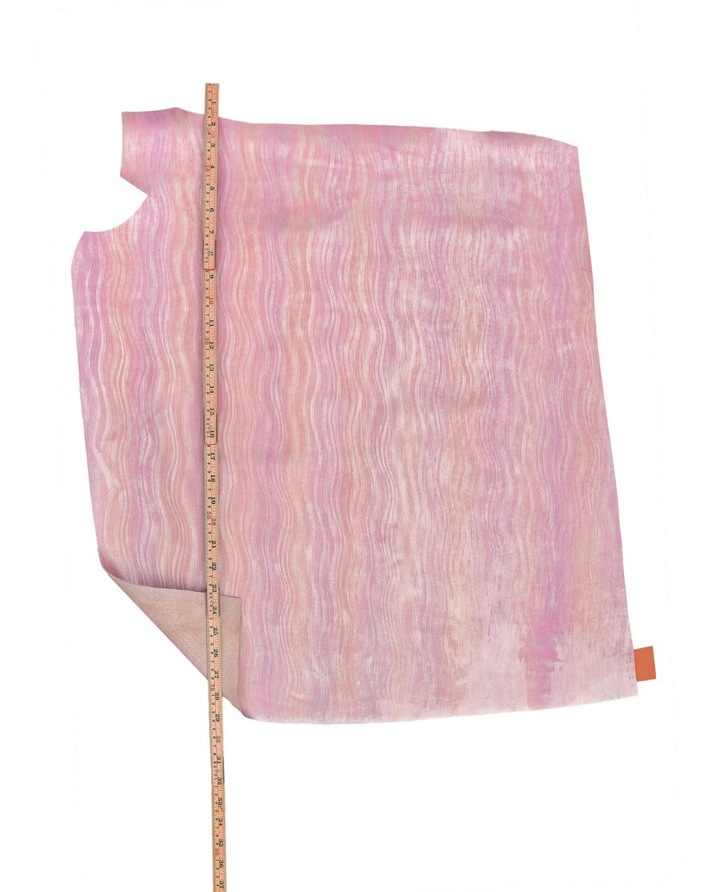 Pink - silver leather hide, METALLIC wave printed cowhide, SOFT calfskin for hobbyists B18055-MT(st) La Garzarara
